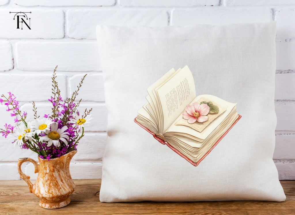 Open Books with Flowers and Hearts Clipart Bundle