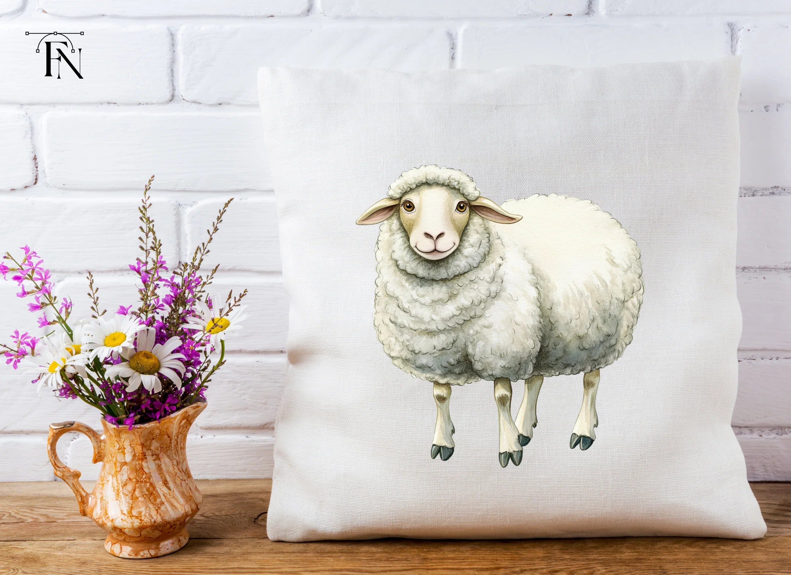 Cute White Sheep Clipart Bundle