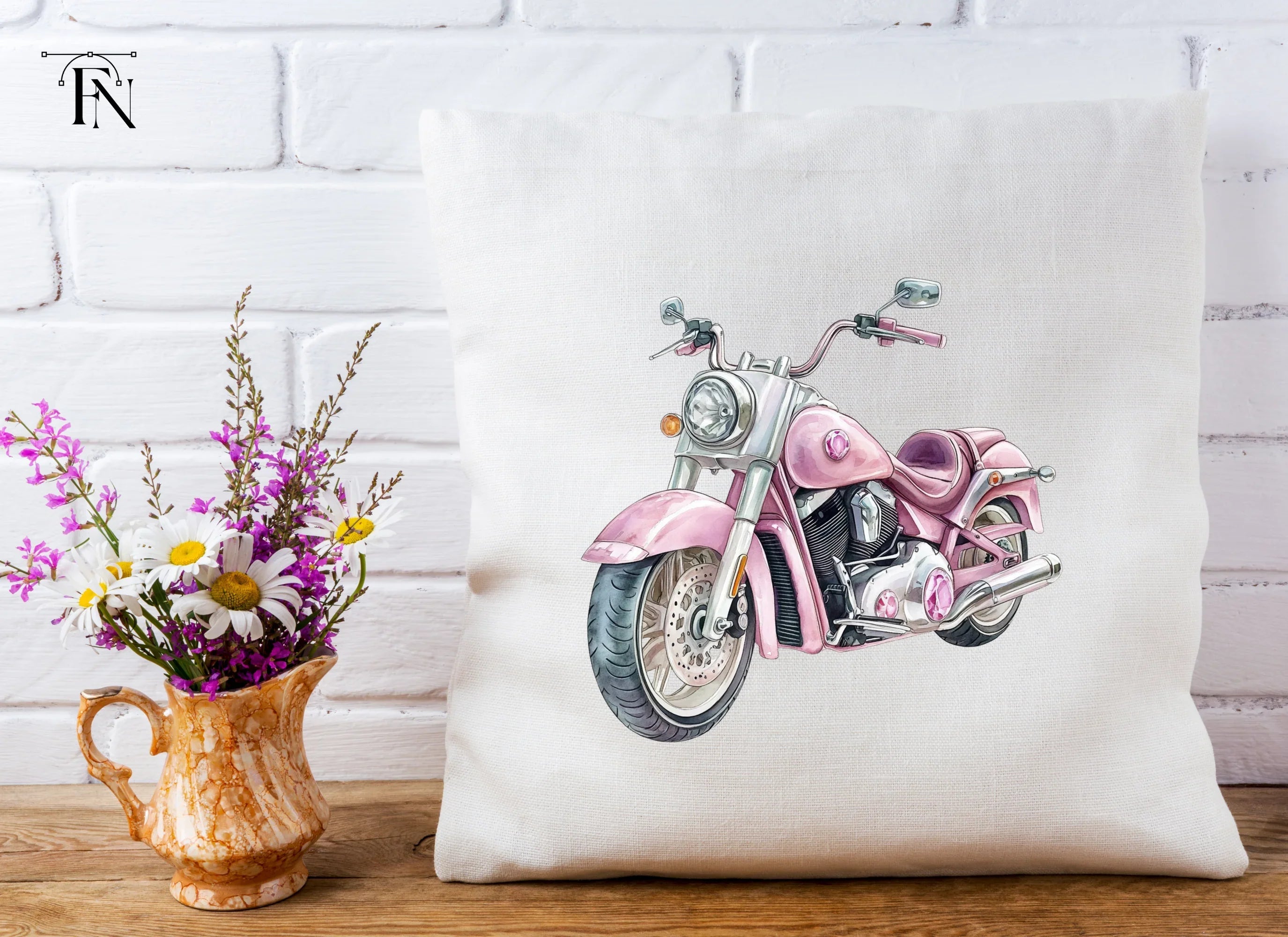 Pink Motorcycle Clipart Bundle