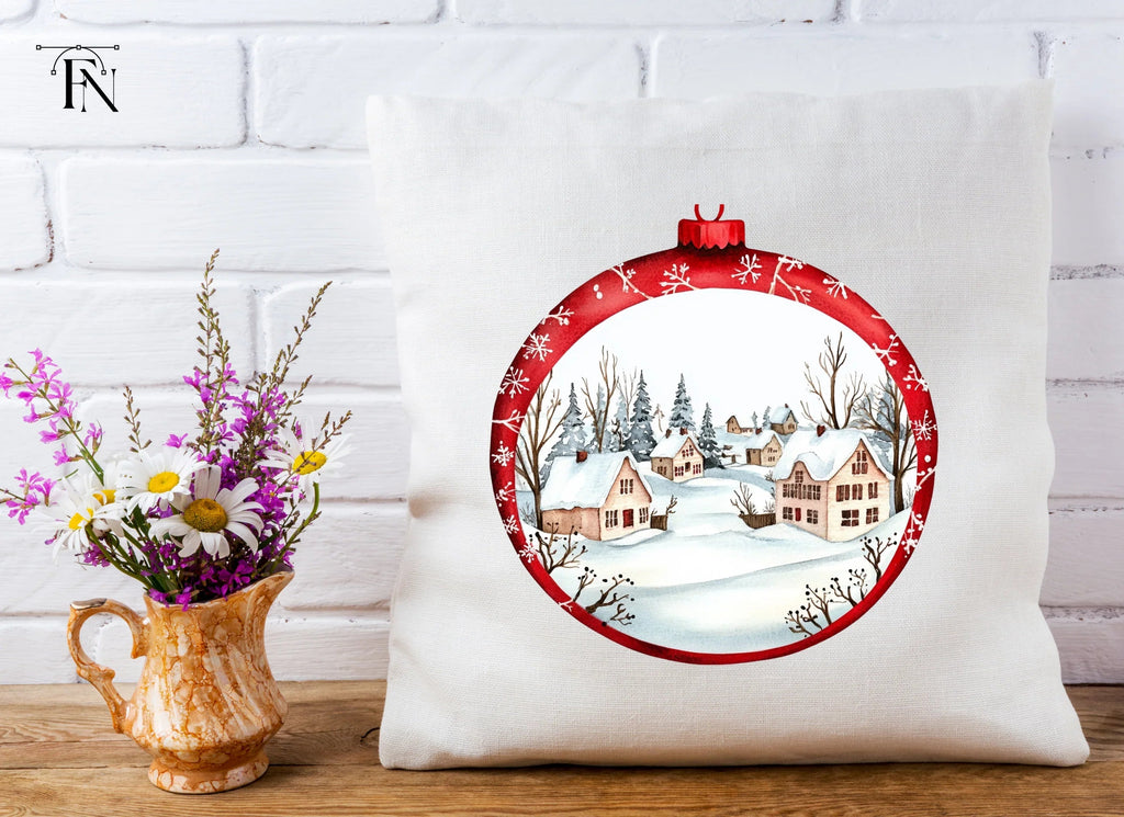 Winter Village Christmas Ornament Clipart Bundle