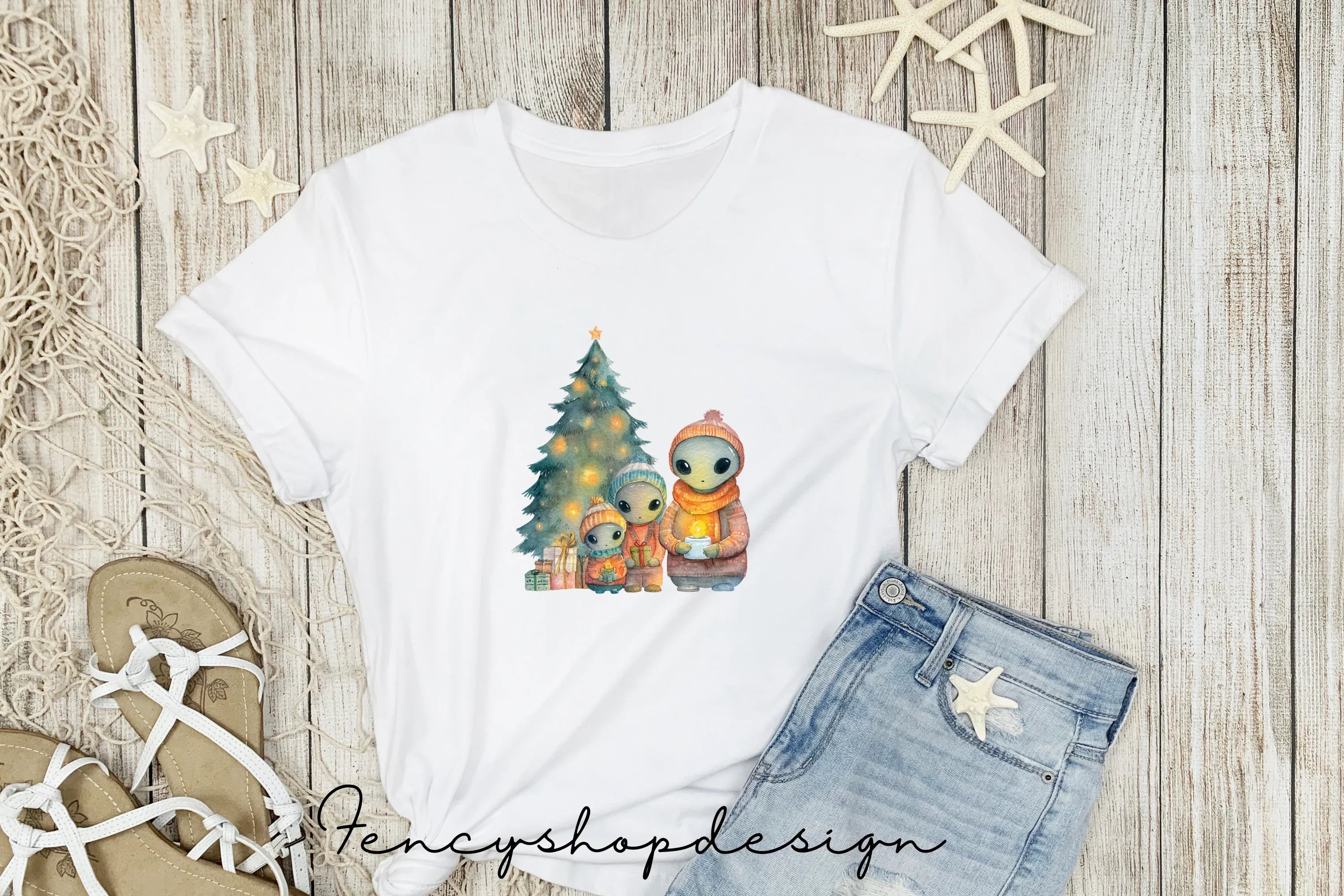Space Christmas Alien Worlds Clipart Bundle
