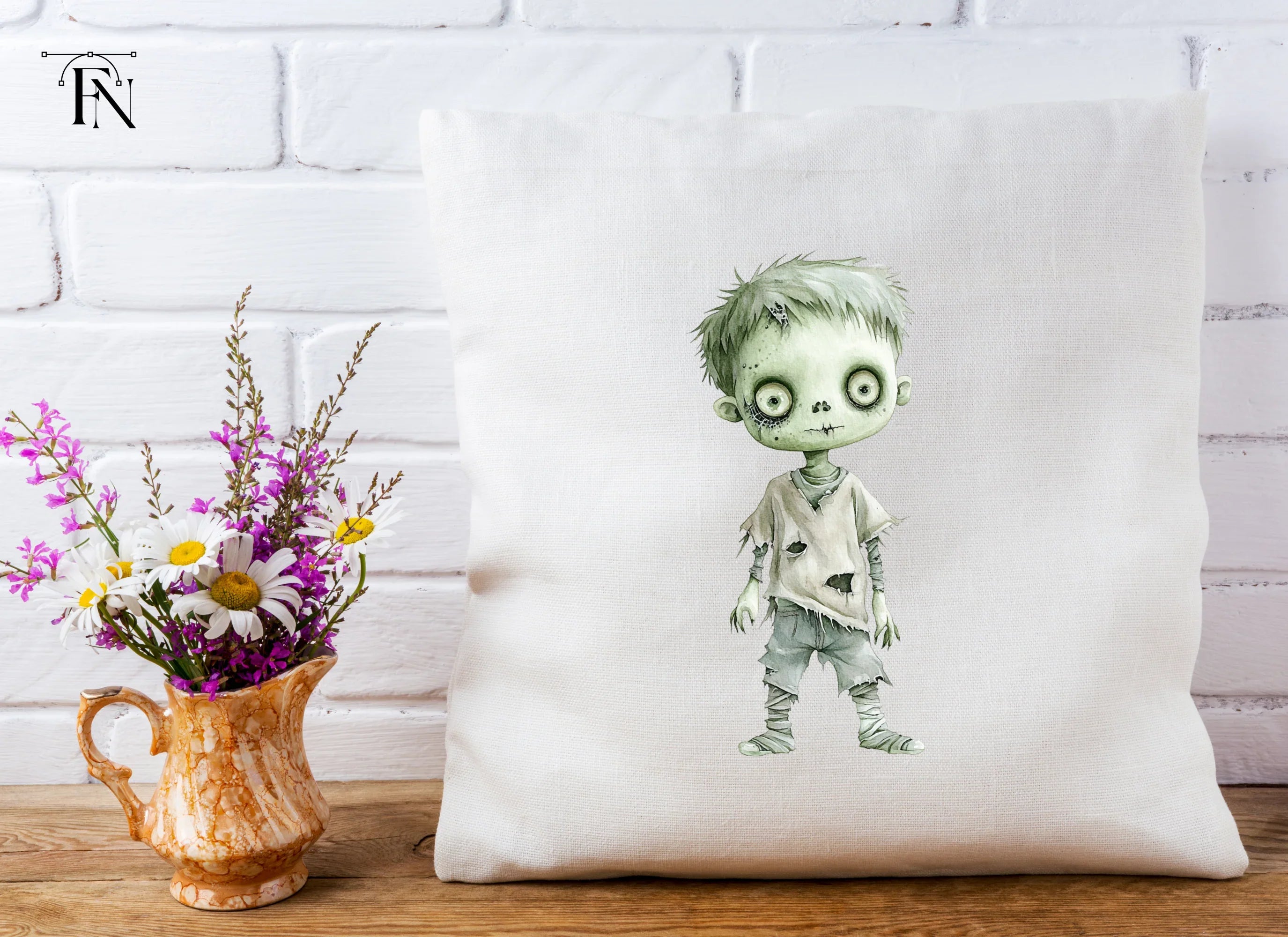 Cute Zombie Boy Clipart Bundle