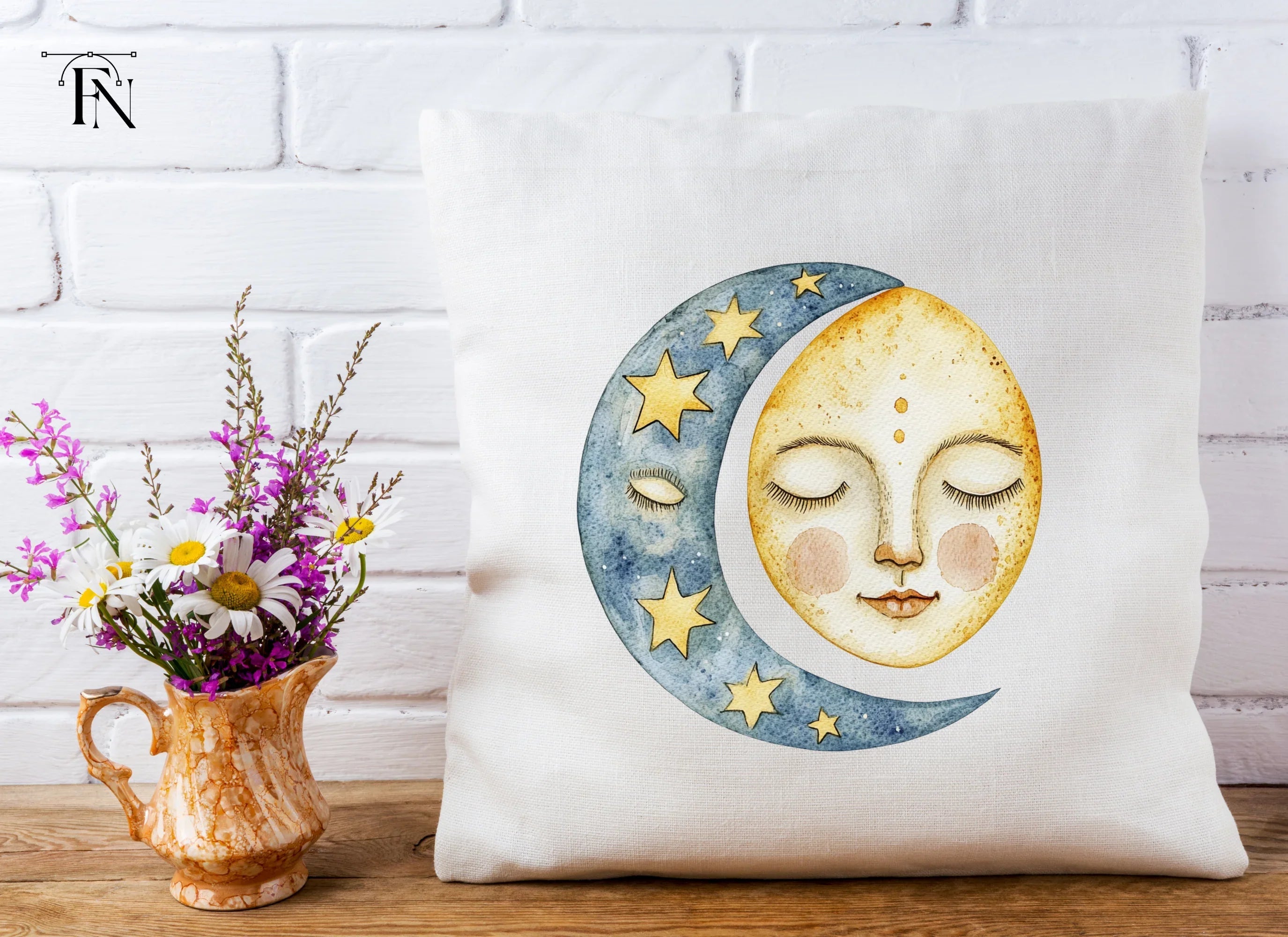 Sleeping Moon and Sun Clipart Bundle
