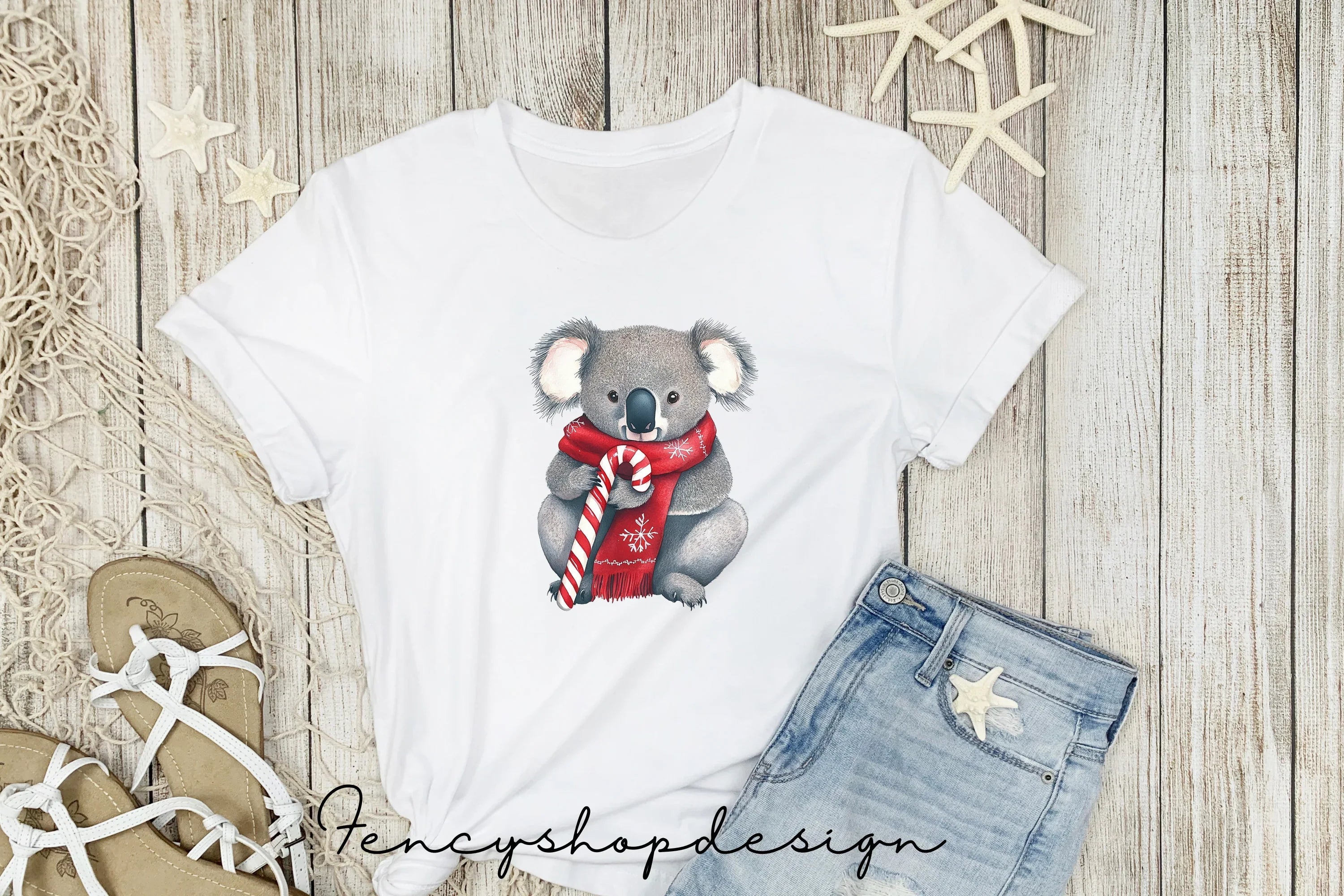 Christmas Koalas with Candy Canes Clipart Bundle