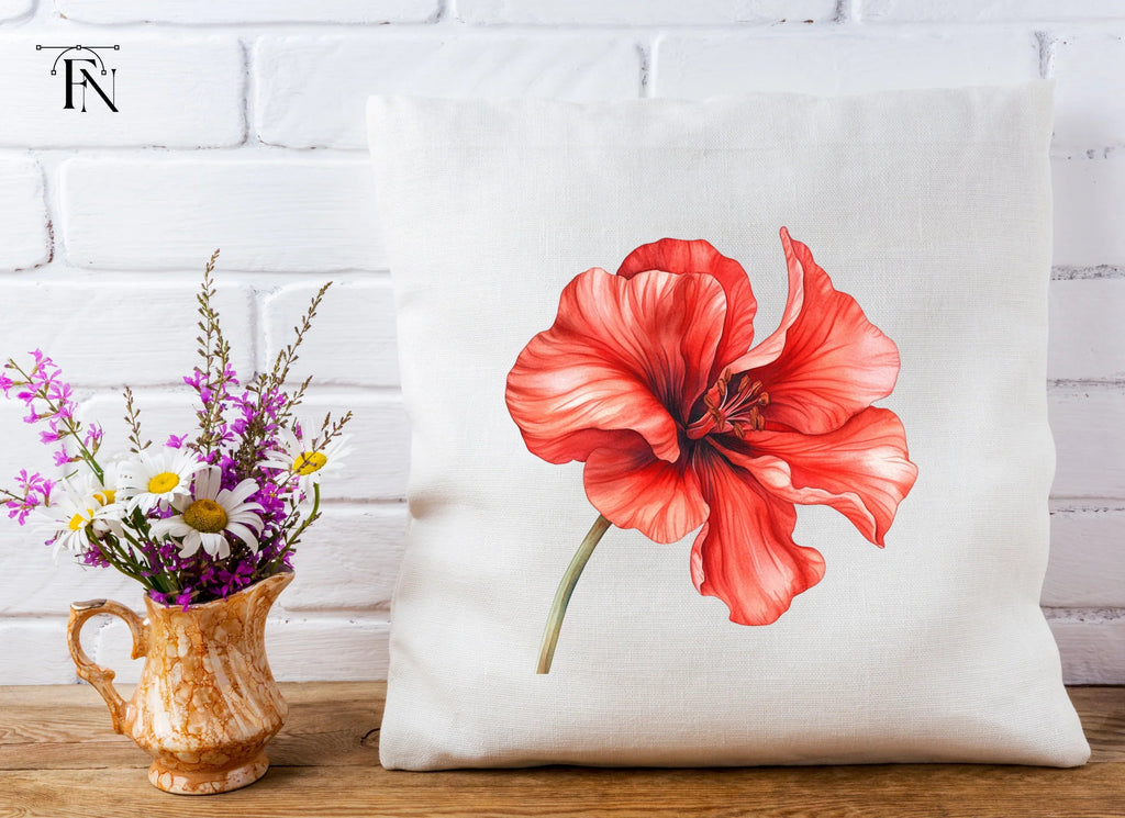Vibrant Red Geranium Flower Clipart Bundle