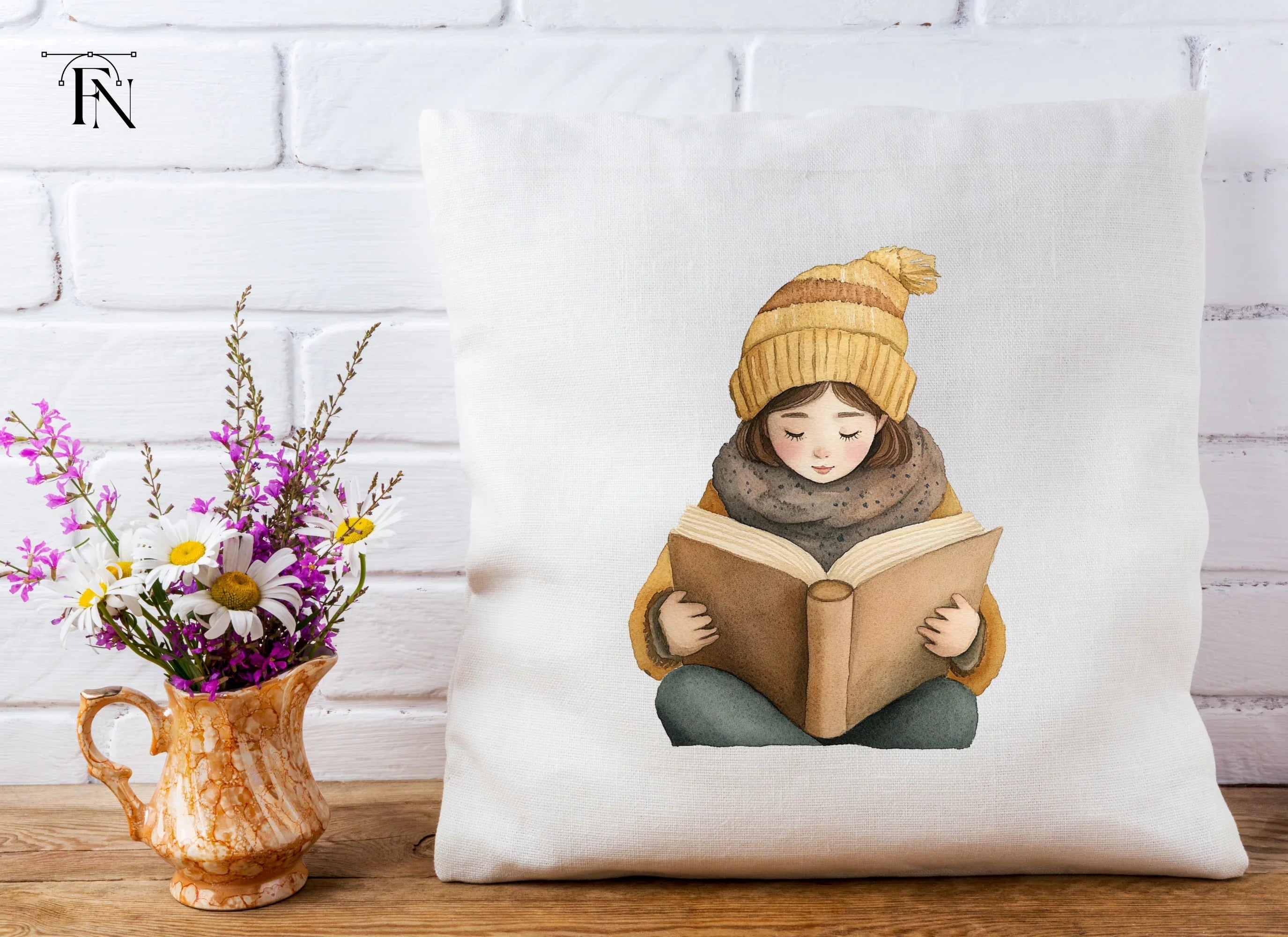 Cozy Girls Reading Books Clipart Bundle
