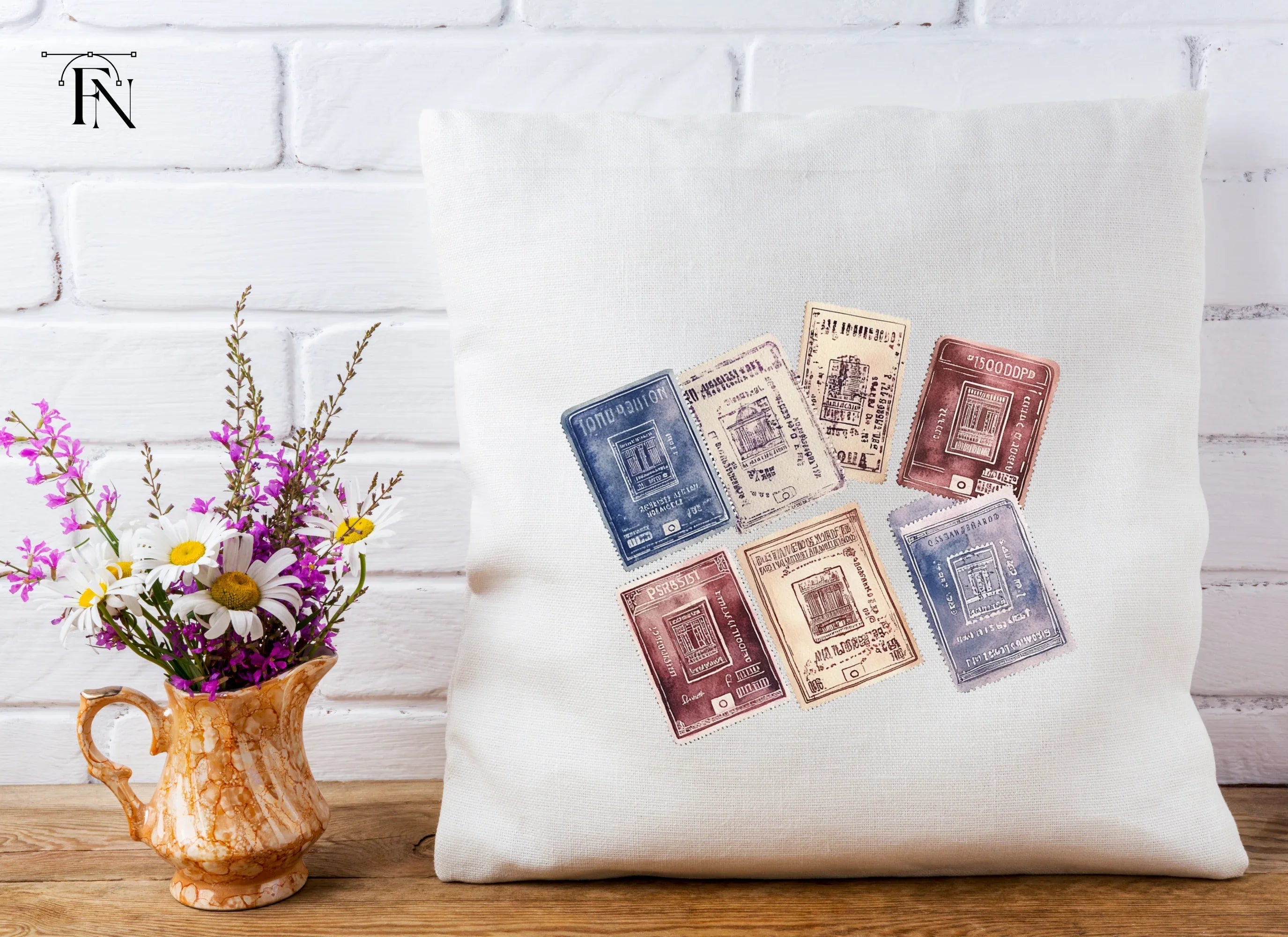 Vintage Passport Stamps Clipart Bundle