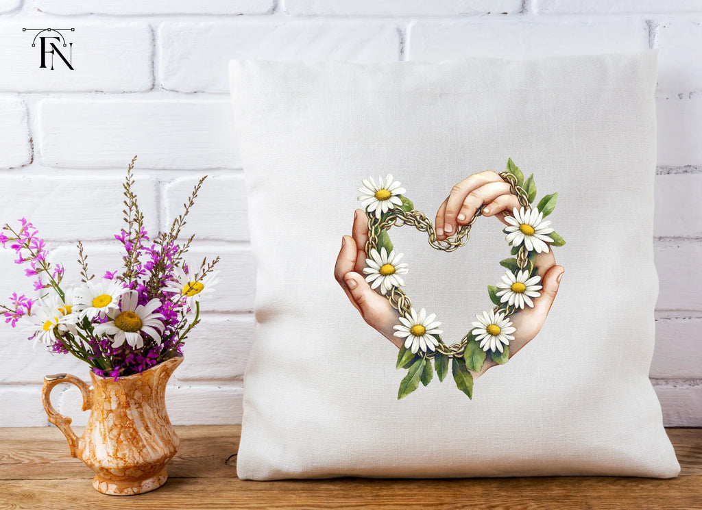 Heart Shaped Daisy Chain with Hands Clipart Bundle