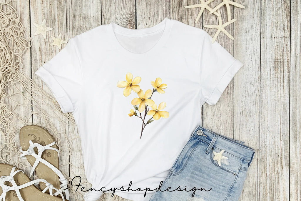 Delicate Yellow Floral Branch Clipart Bundle
