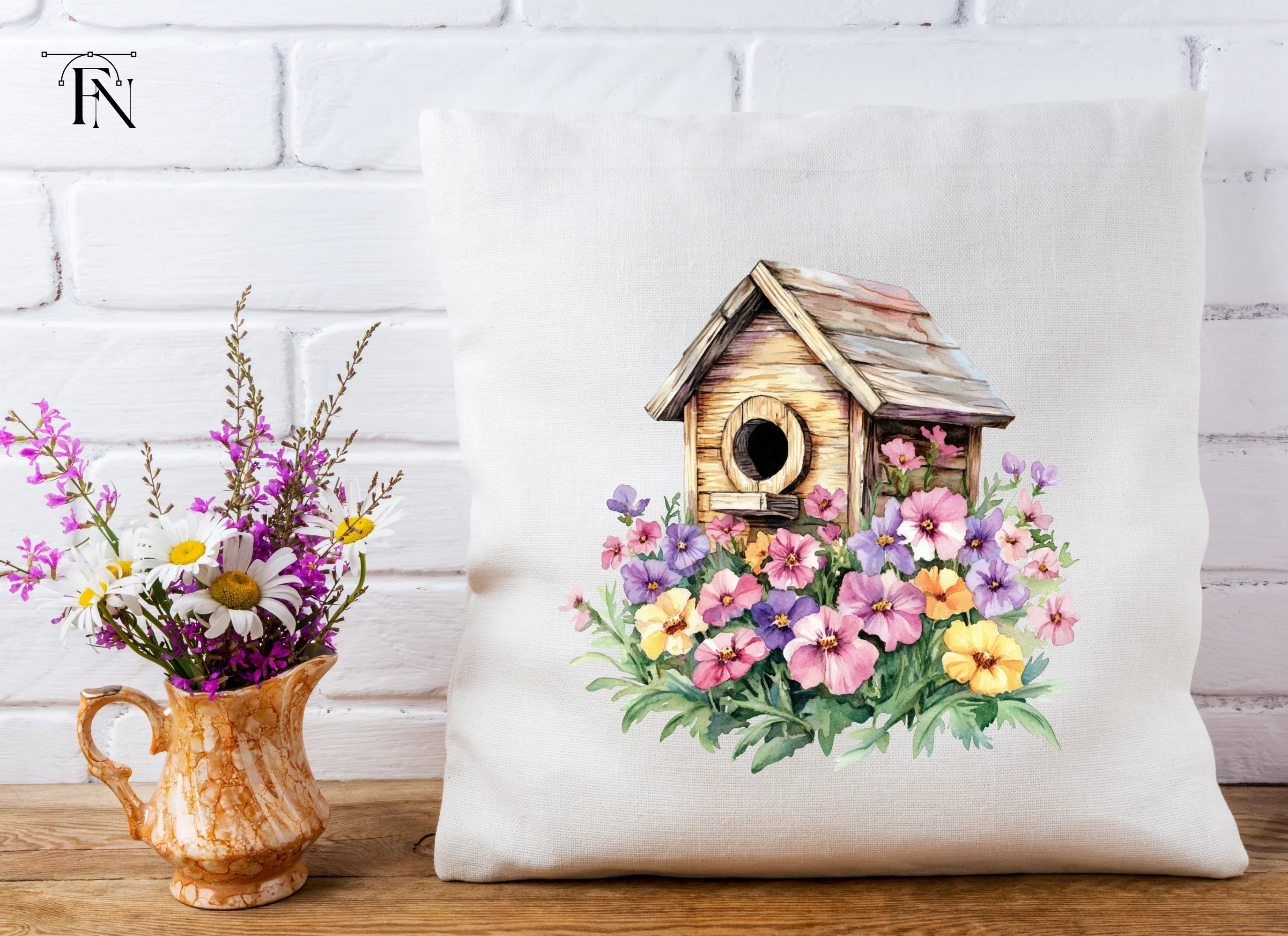 Birdhouse and Flowers Clipart Bundle