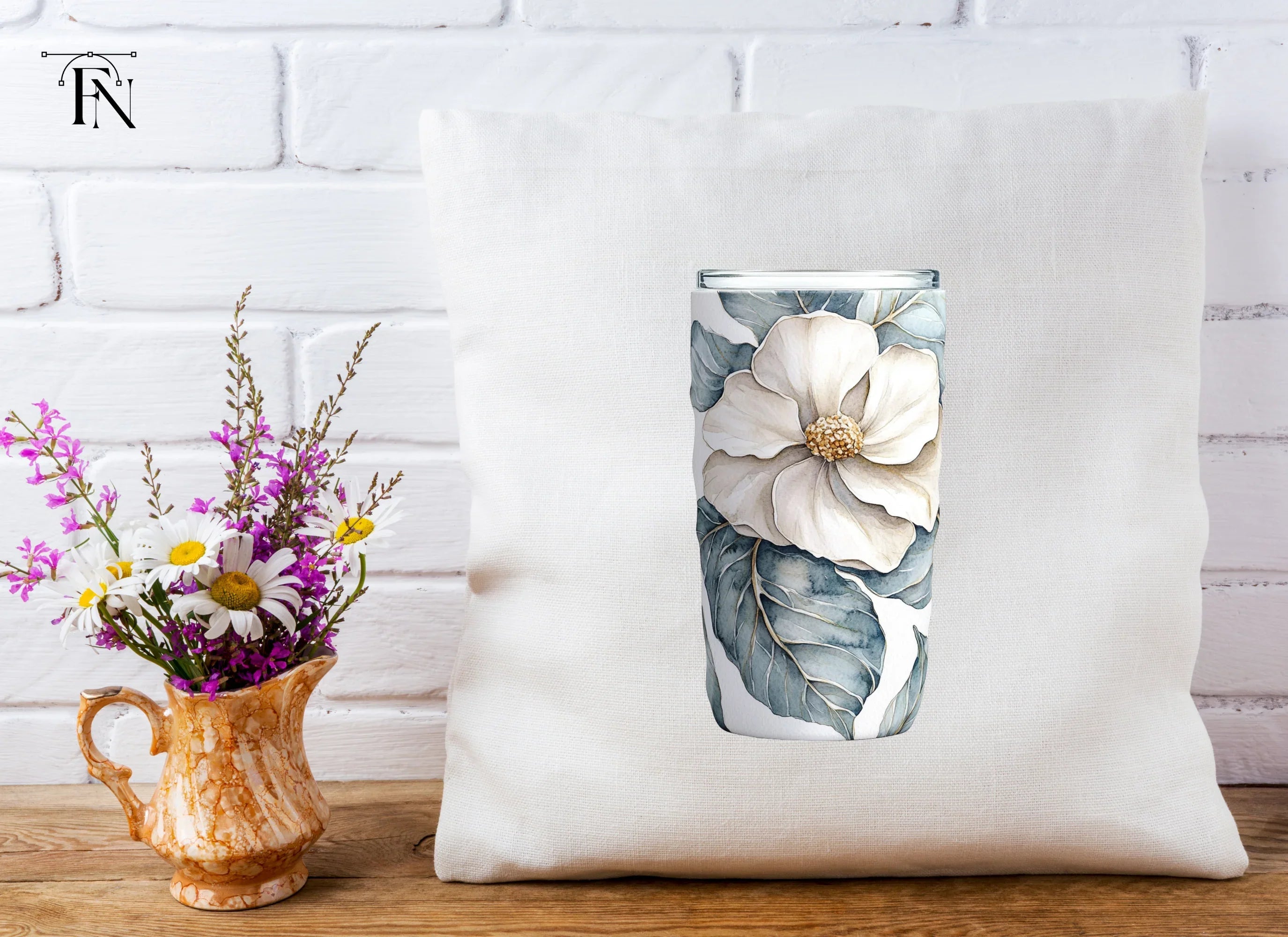 Elegant Magnolia Tumbler Clipart Bundle