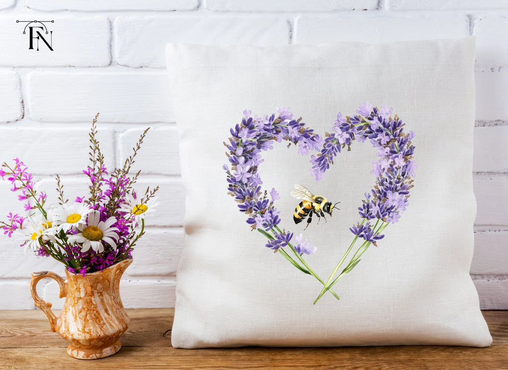 Lavender Heart with Bee Clipart Bundle
