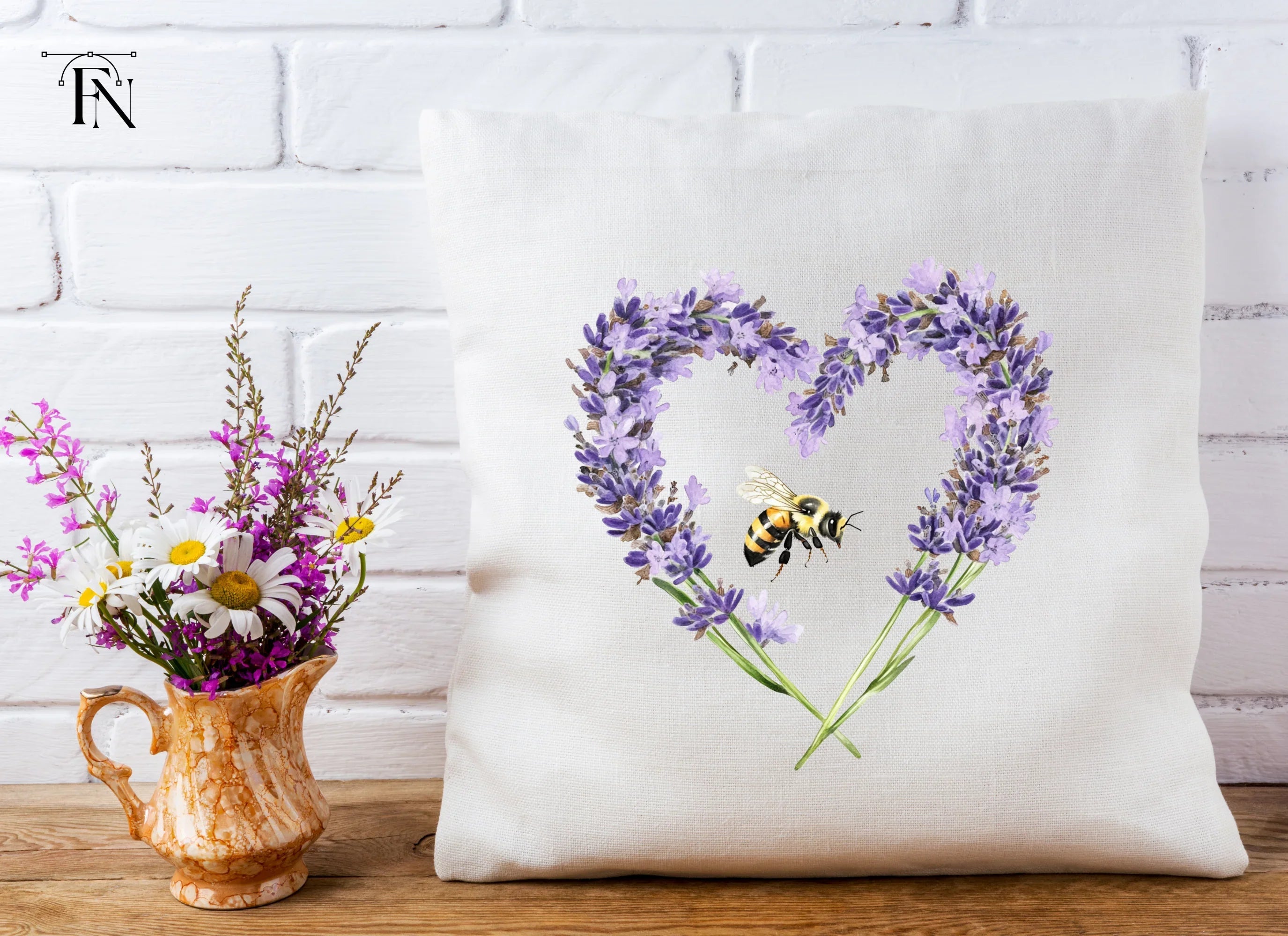 Lavender Heart with Bee Clipart Bundle