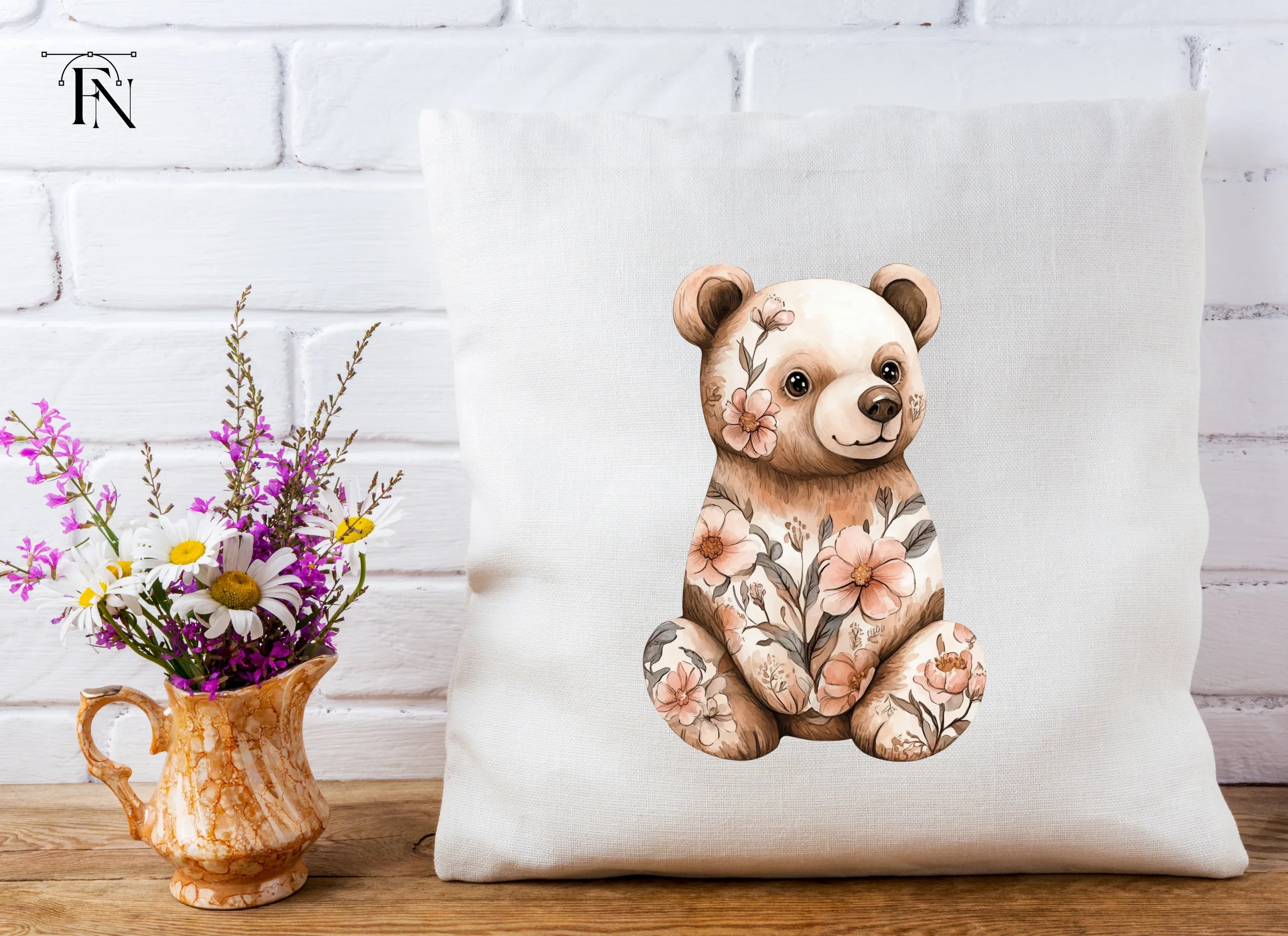 Floral Bear Baby Shower Clipart Bundle