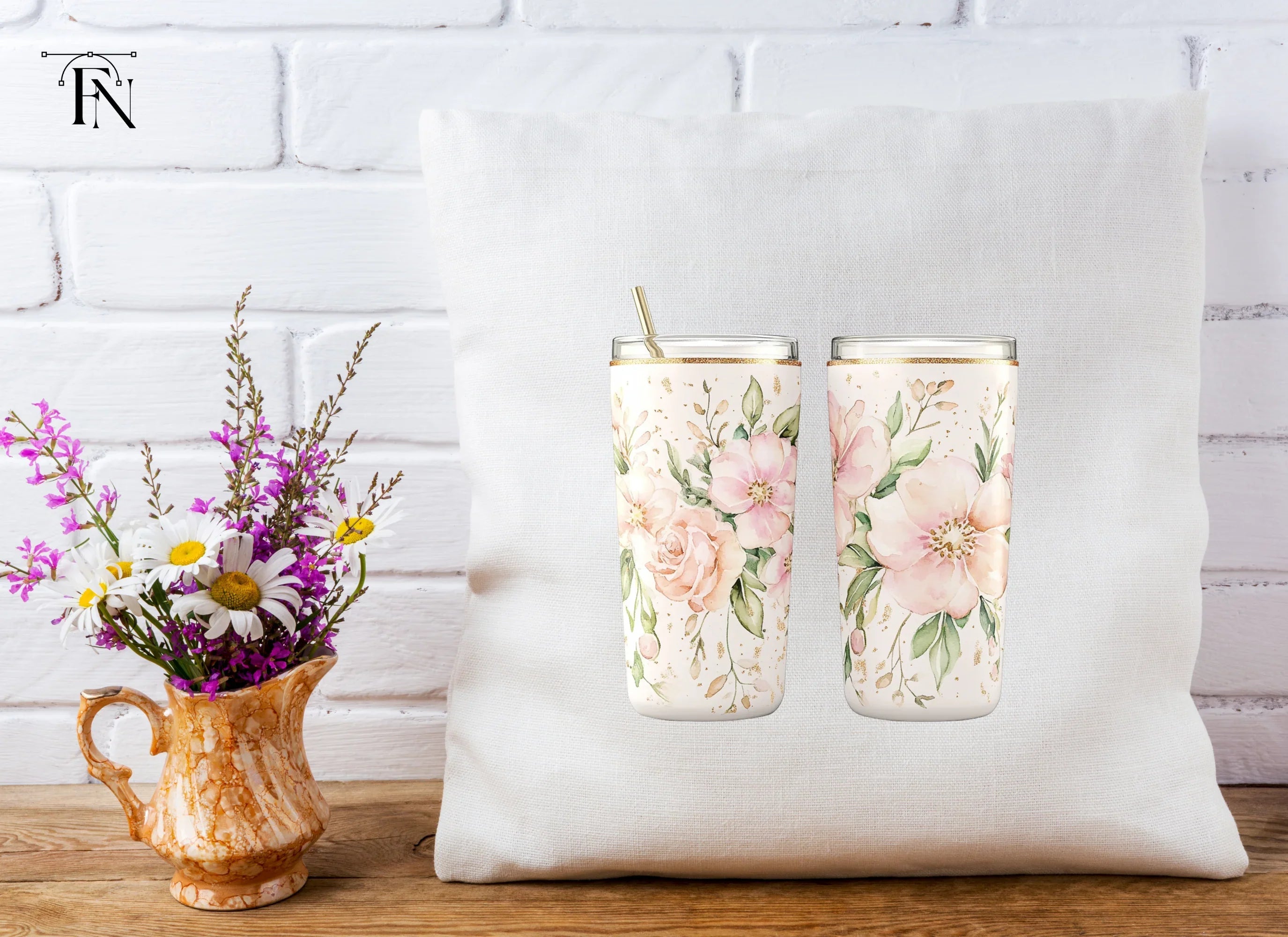 Floral Tumbler Clipart Bundle