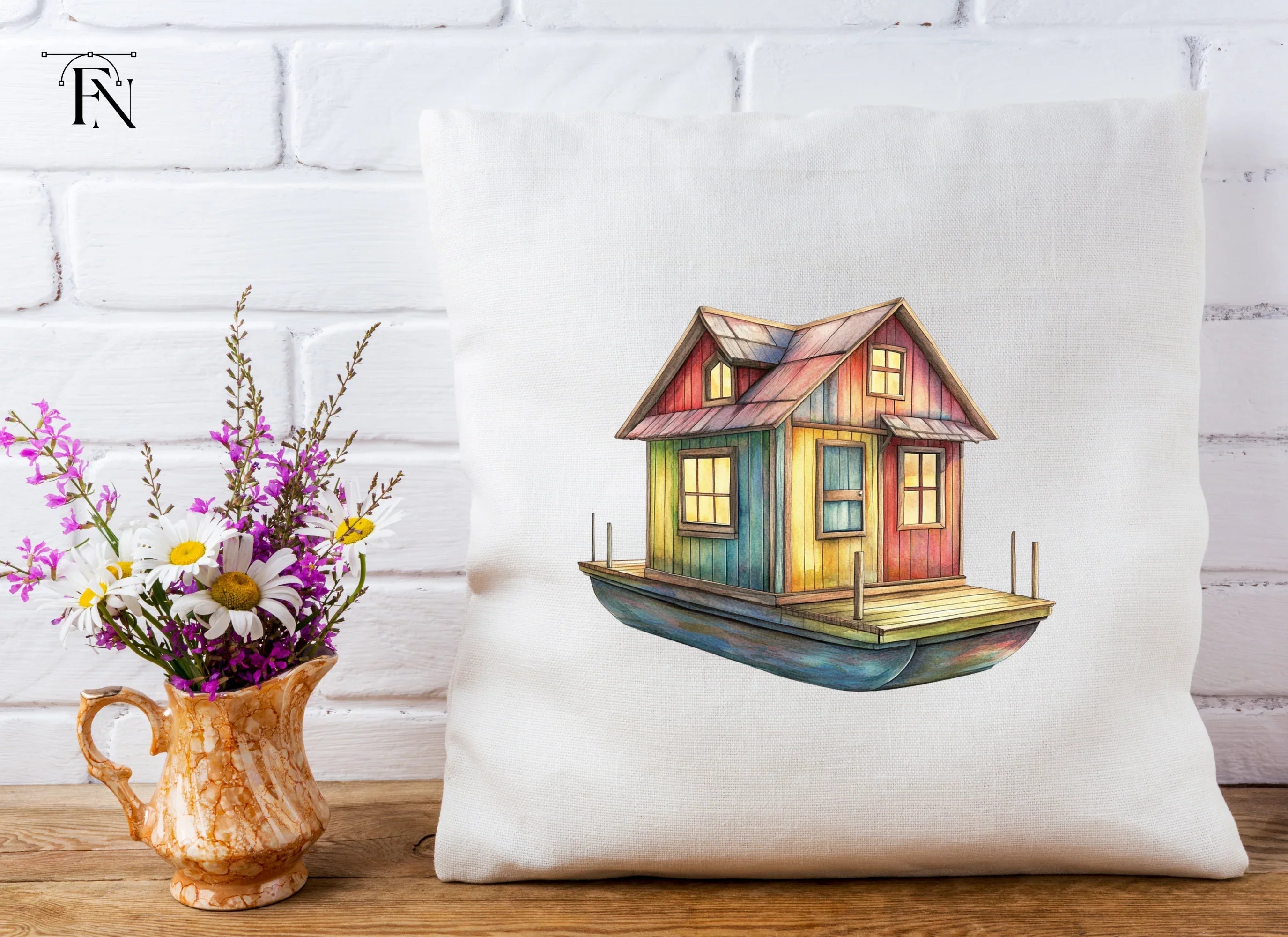 Colorful Floating House Clipart Bundle