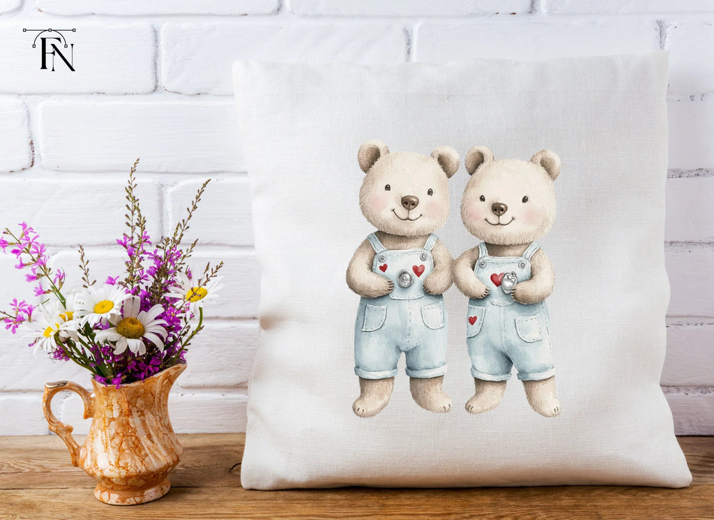 Cute Teddy Bear Twins Clipart Bundle