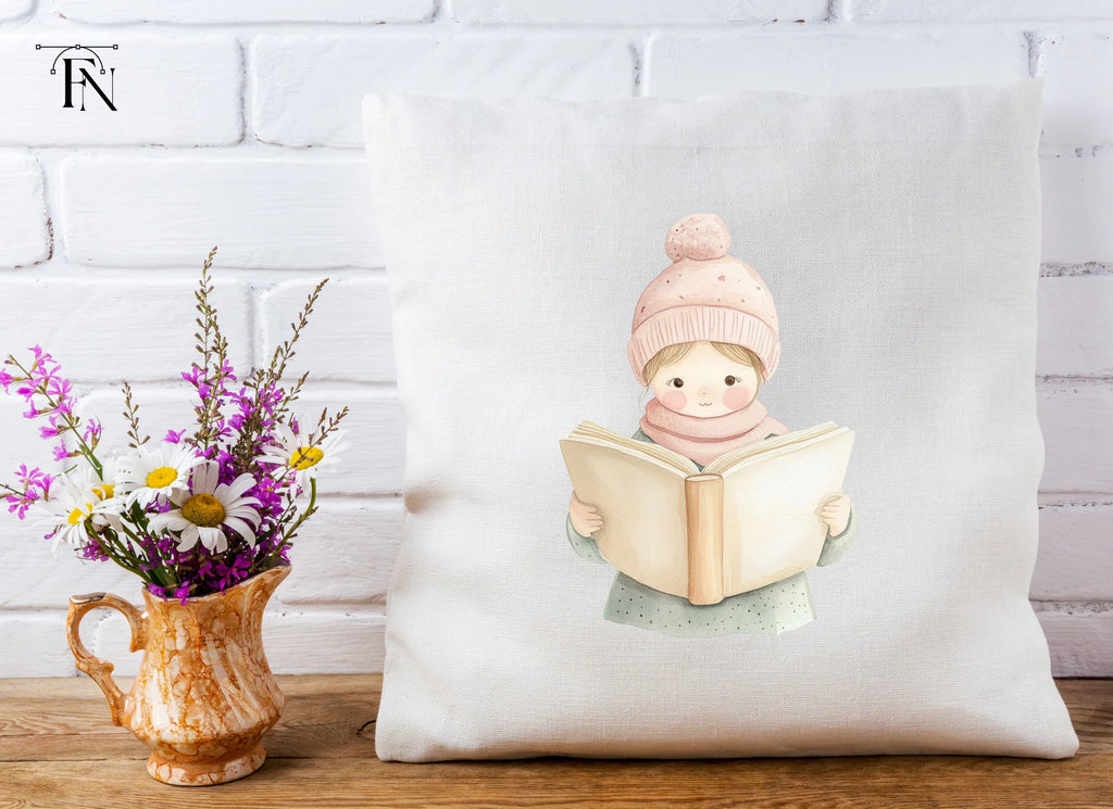 Winter Girl Reading Book Clipart Bundle