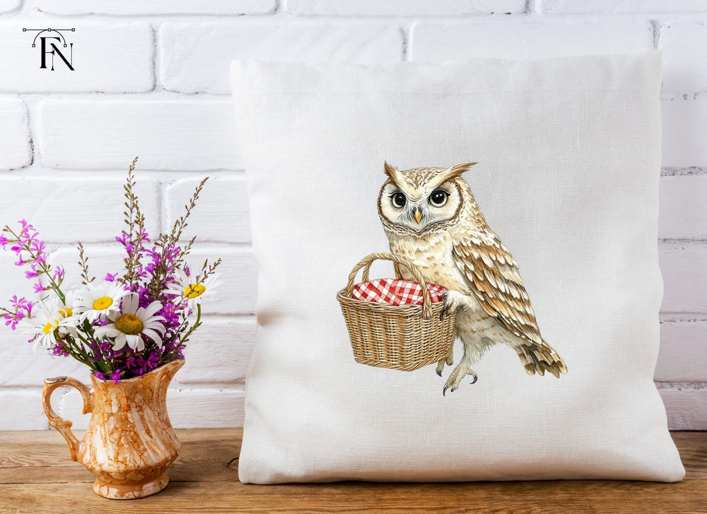 Cute Owls with Picnic Baskets Clipart Bundle
