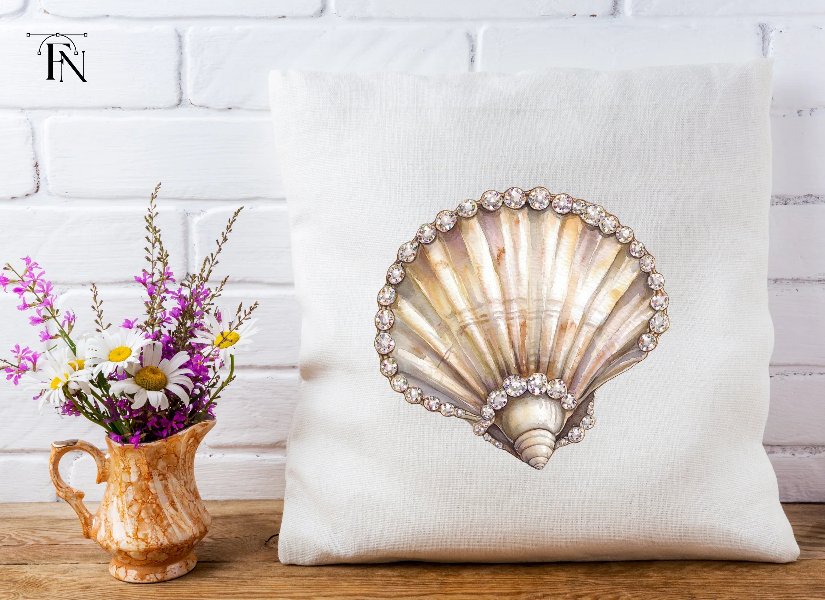 Elegant Diamond Seashell Clipart Bundle