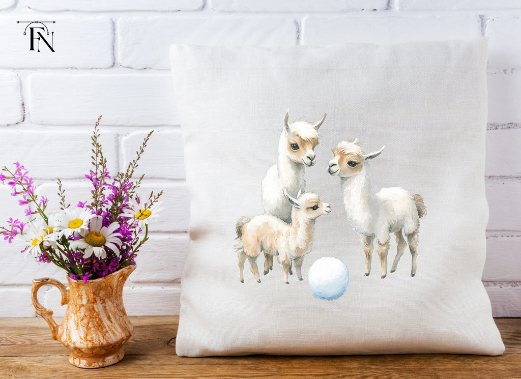 Adorable Llama Snowball Fight Clipart Bundle