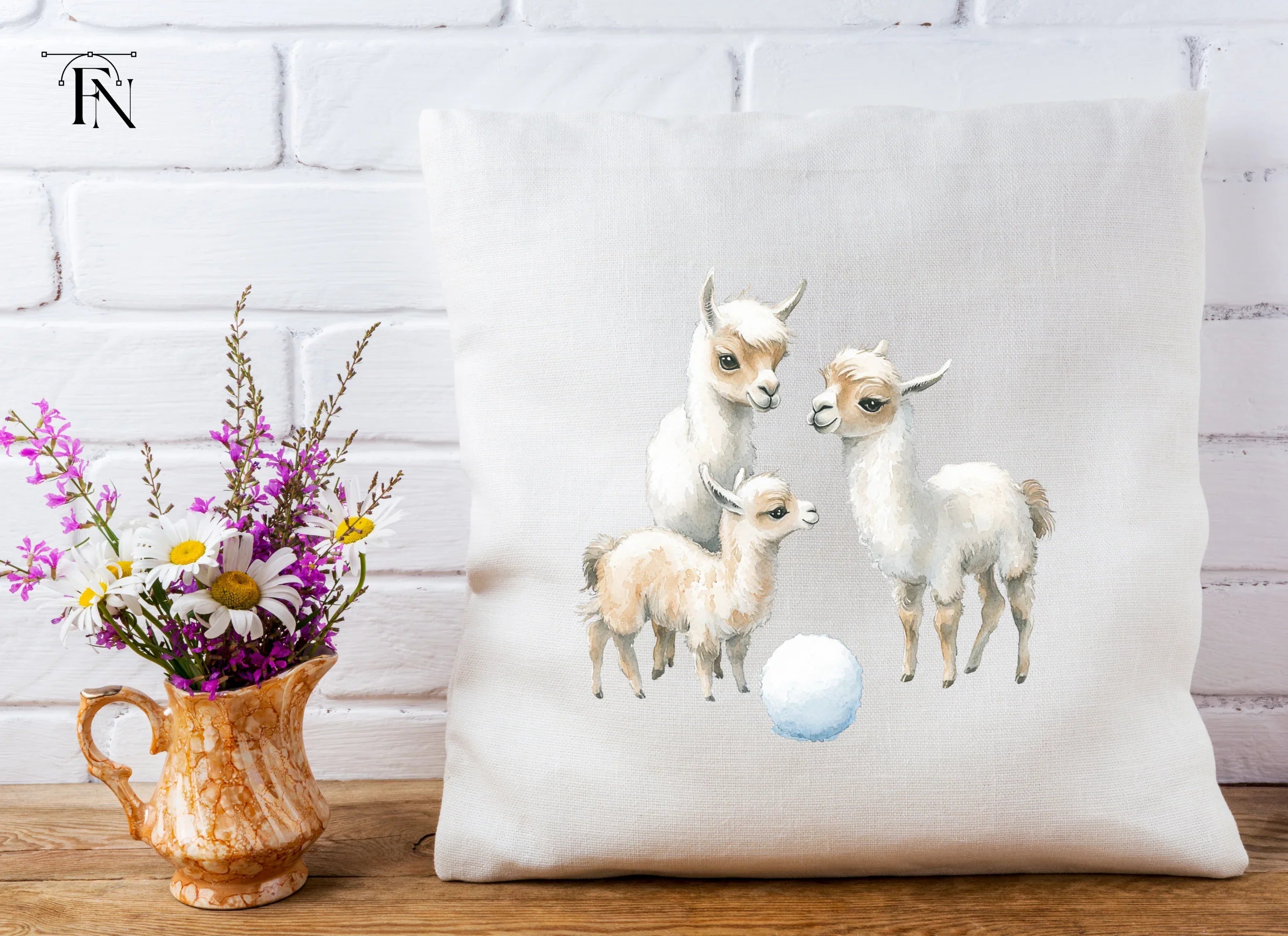 Adorable Llama Snowball Fight Clipart Bundle