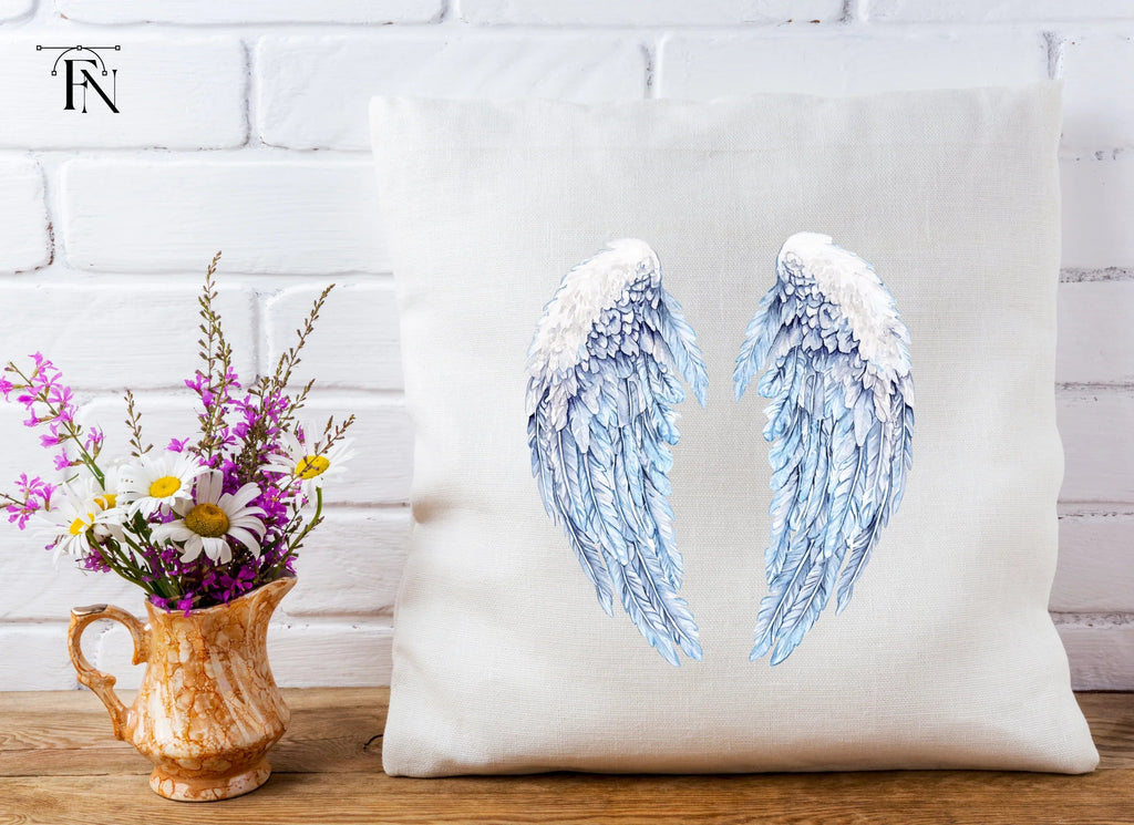 White and Blue Feathered Wings Clipart Bundle
