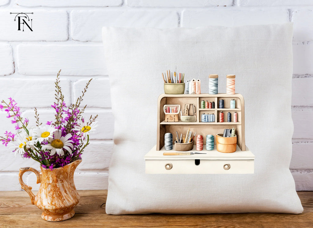 Vintage Sewing Desk Clipart Bundle