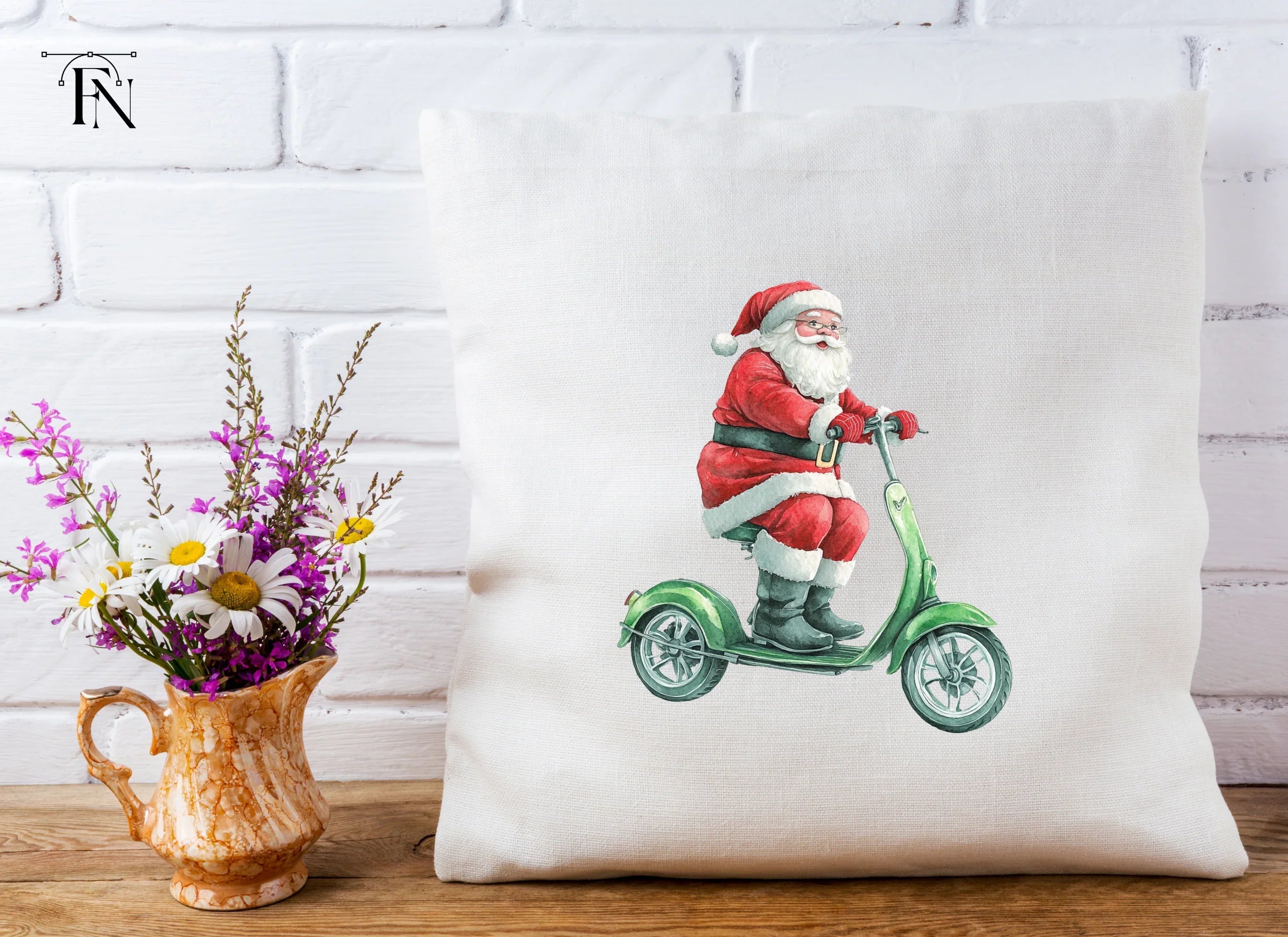 Santa Claus on Scooter Clipart Bundle