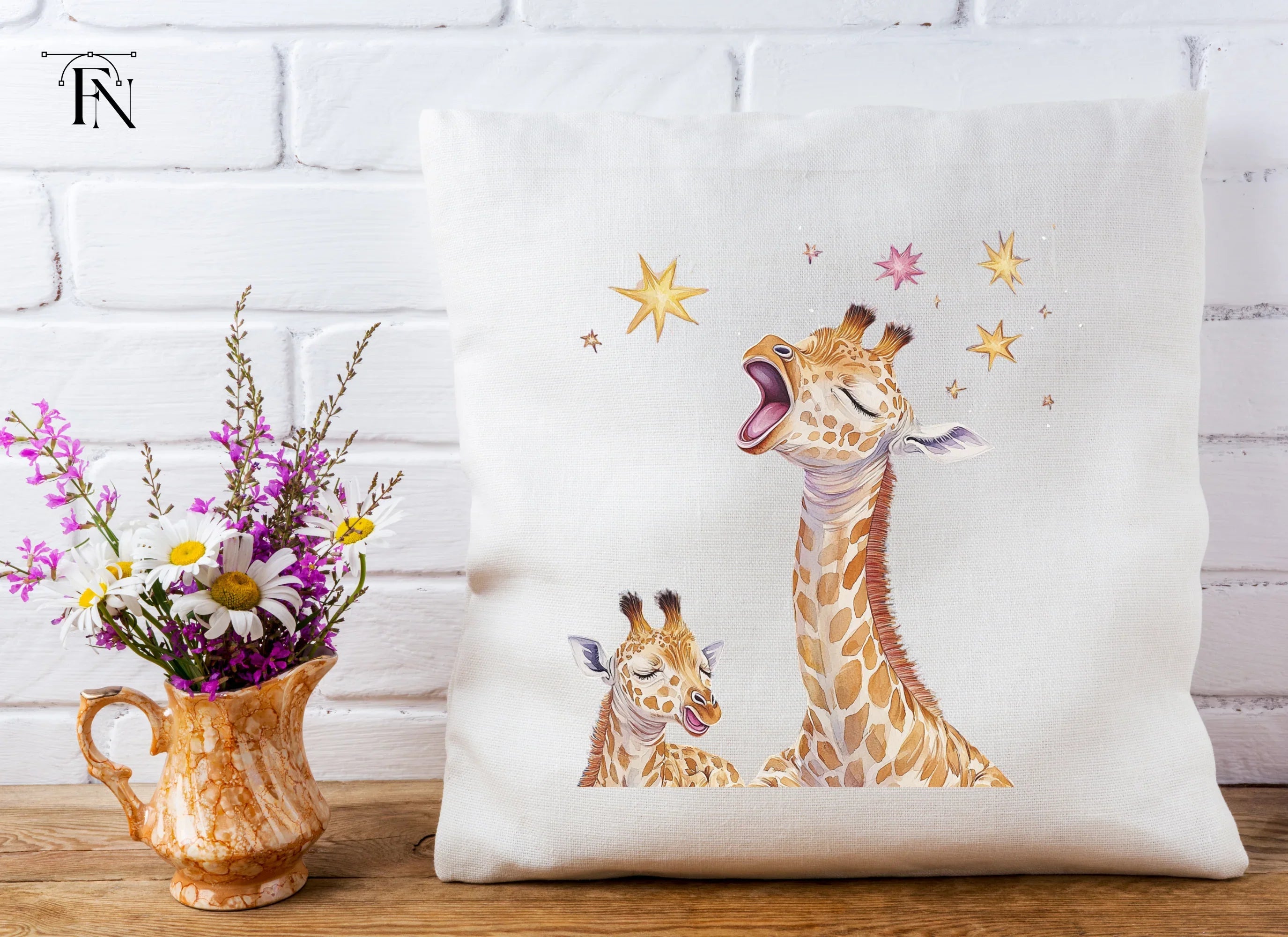 Singing Giraffes with Stars Clipart Bundle