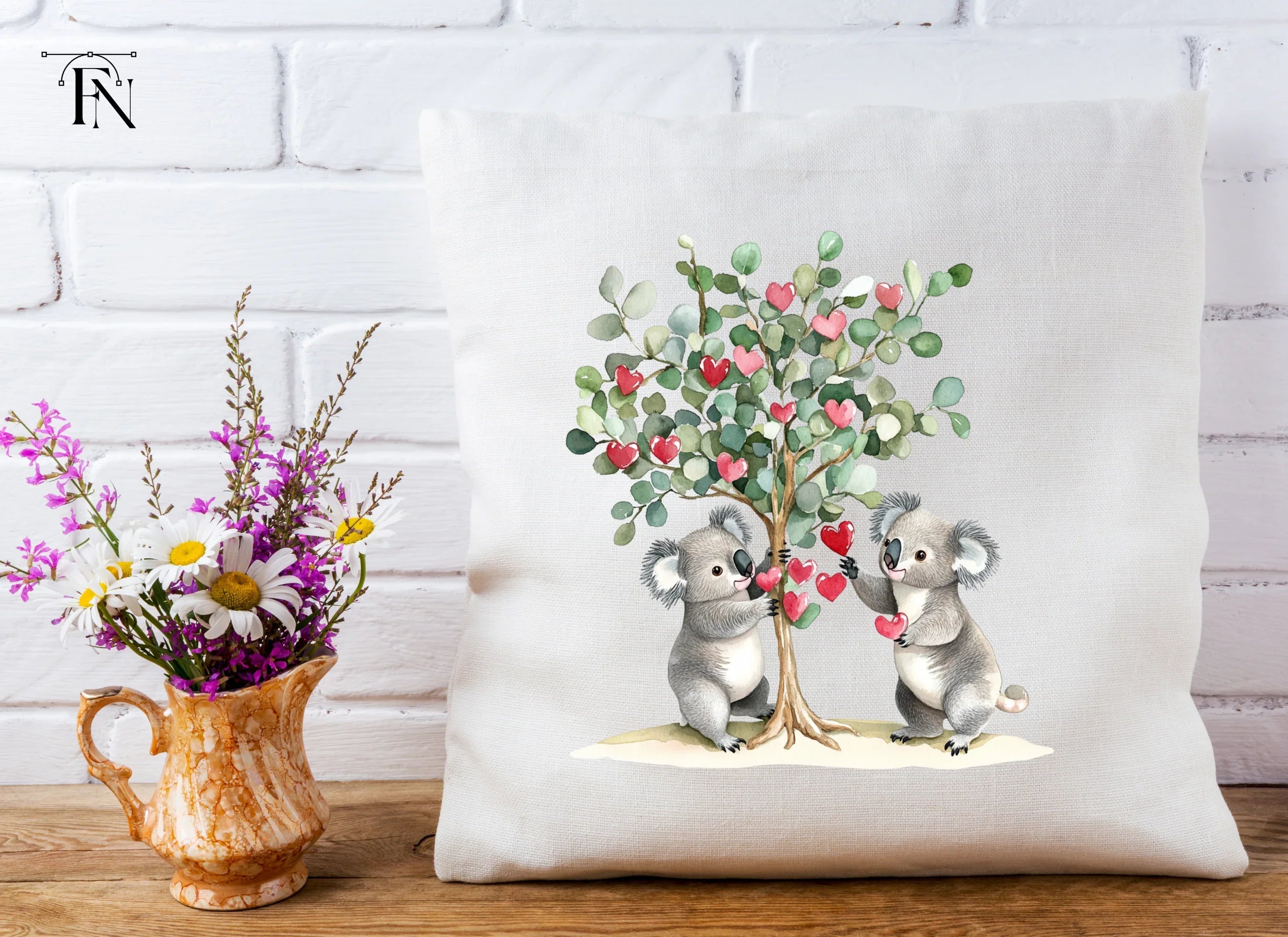 Koalas Decorating Heart Tree Clipart Bundle