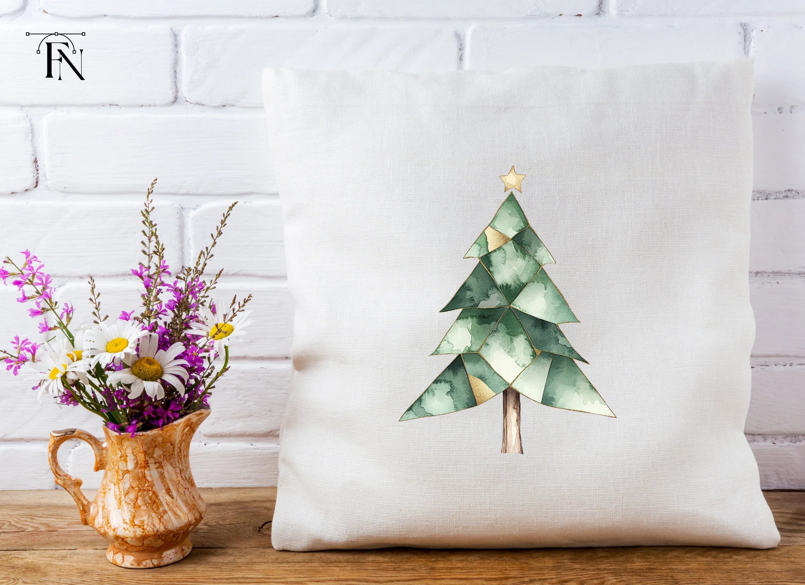 Geometric Christmas Trees Clipart Bundle