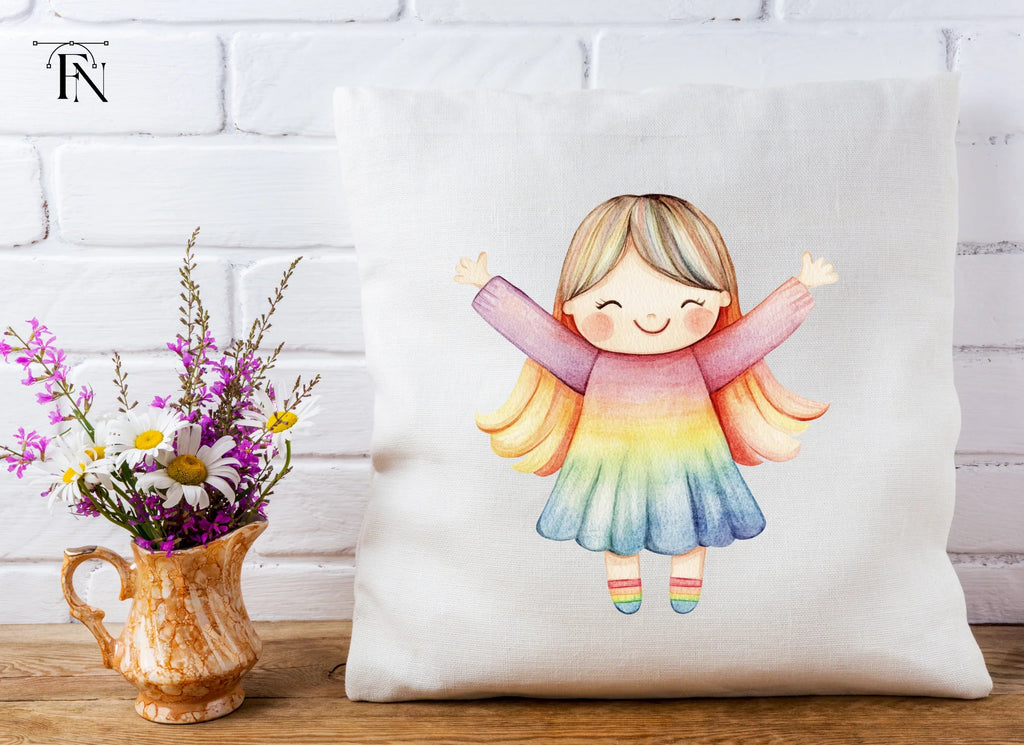 Cute Rainbow Angel Girl Clipart Bundle