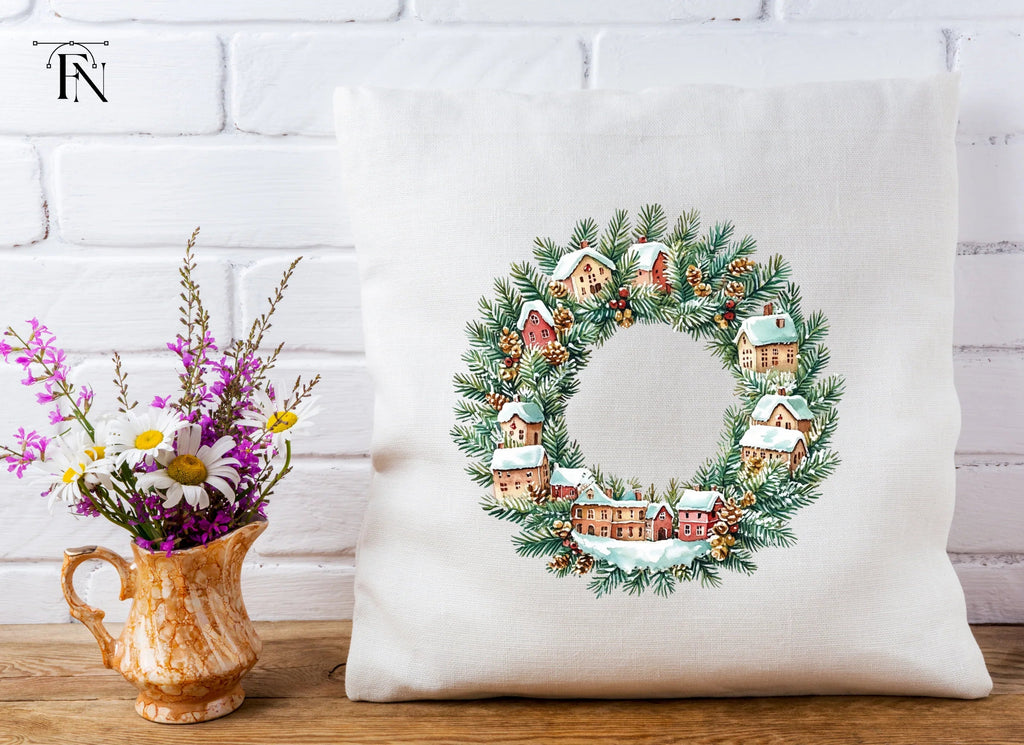 Christmas Village Wreath Clipart Bundle