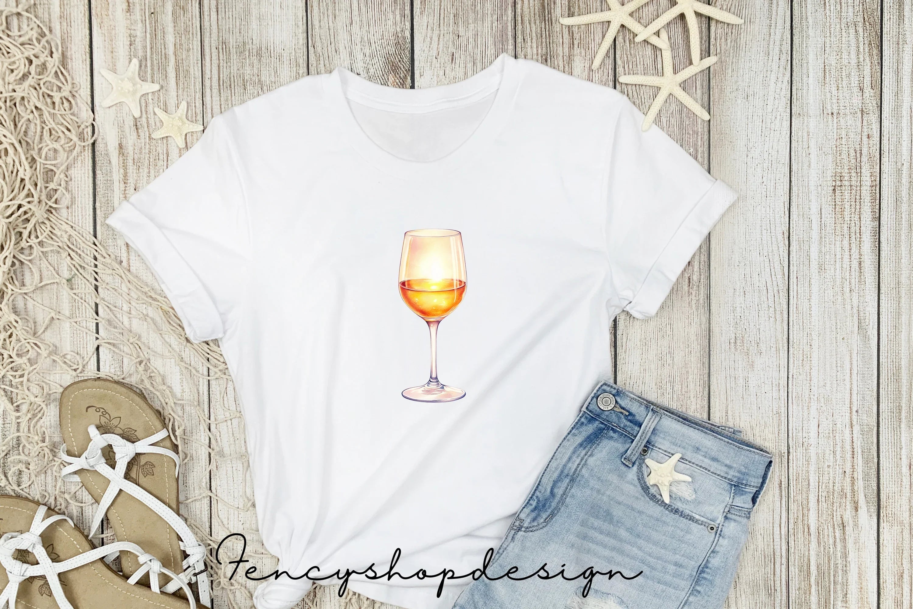 Sunset Wine Glass Clipart Bundle