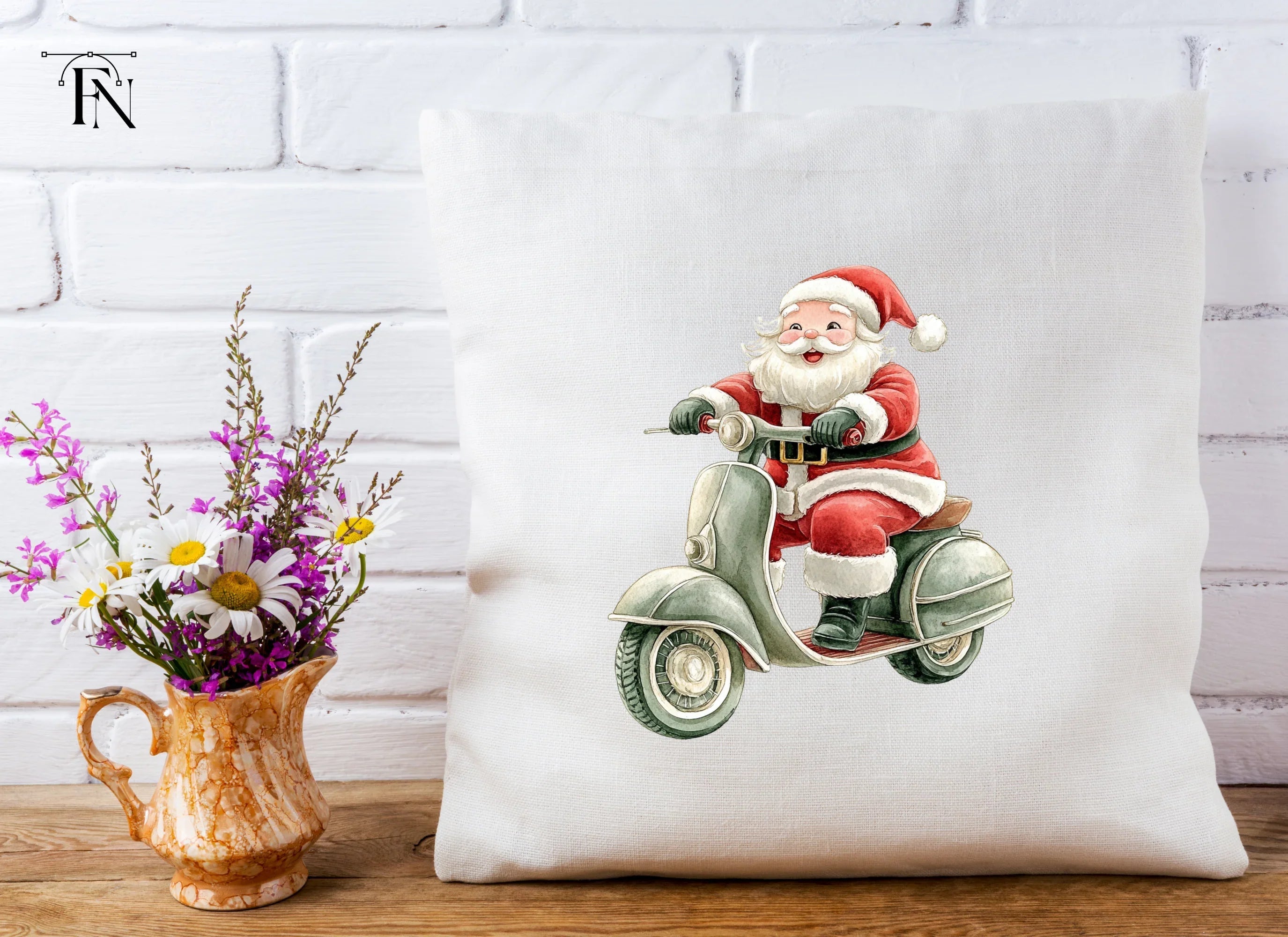 Santa Riding Vespa Clipart Bundle