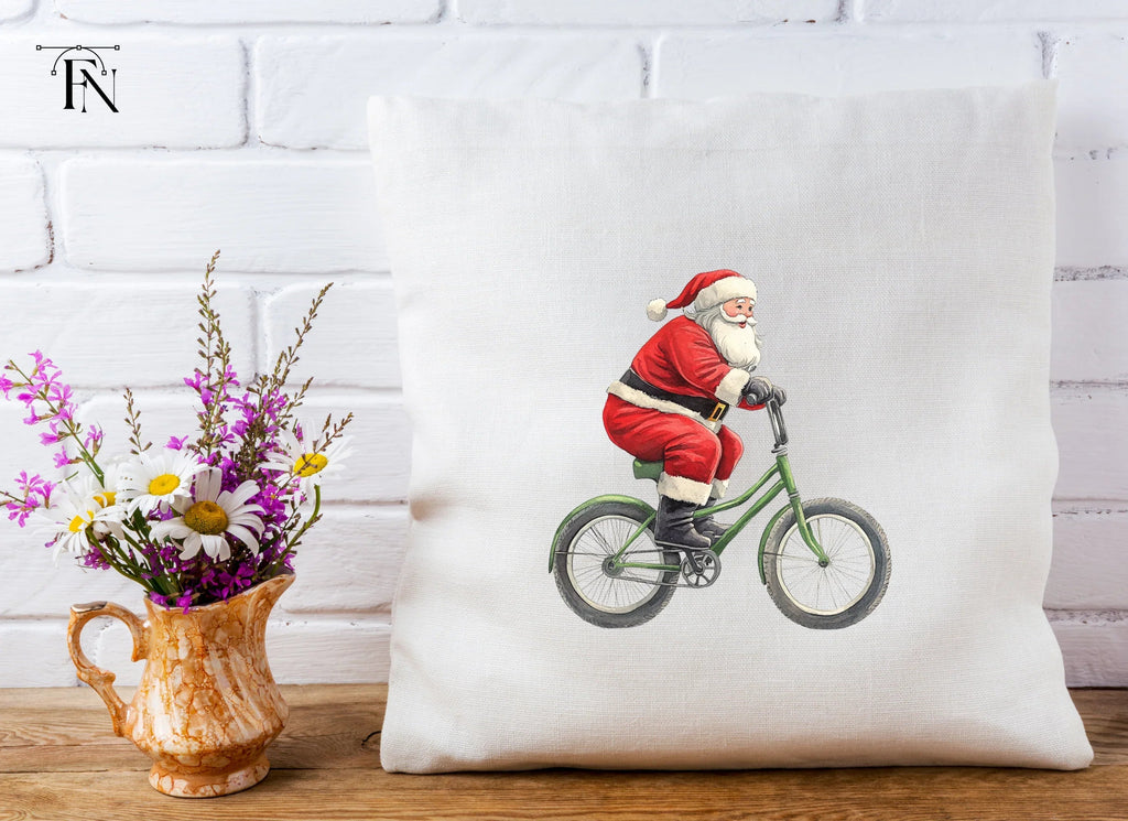 Santa Claus Riding Bicycle Clipart Bundle