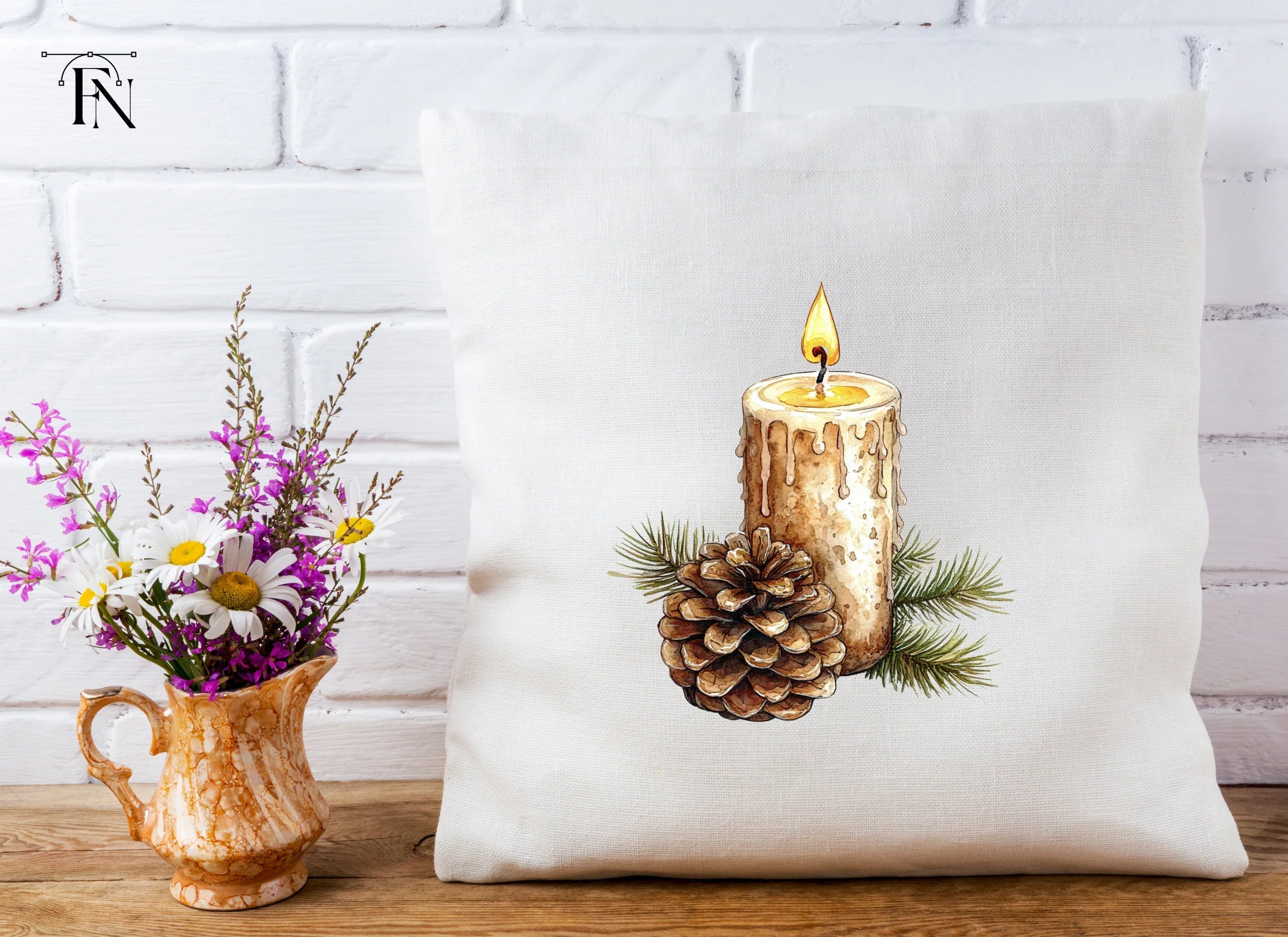 Hand Painted Holiday Candle Clipart Bundle