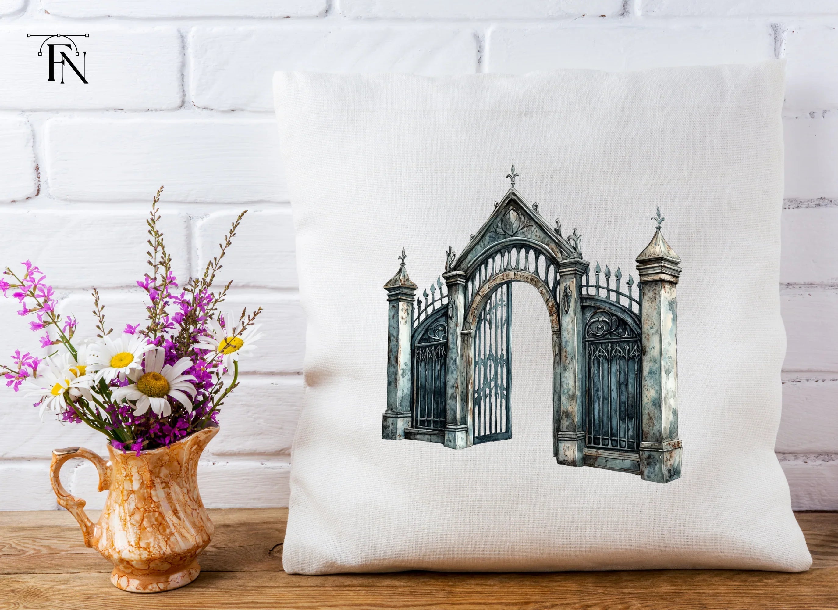 Vintage Gothic Cemetery Gate Clipart Bundle