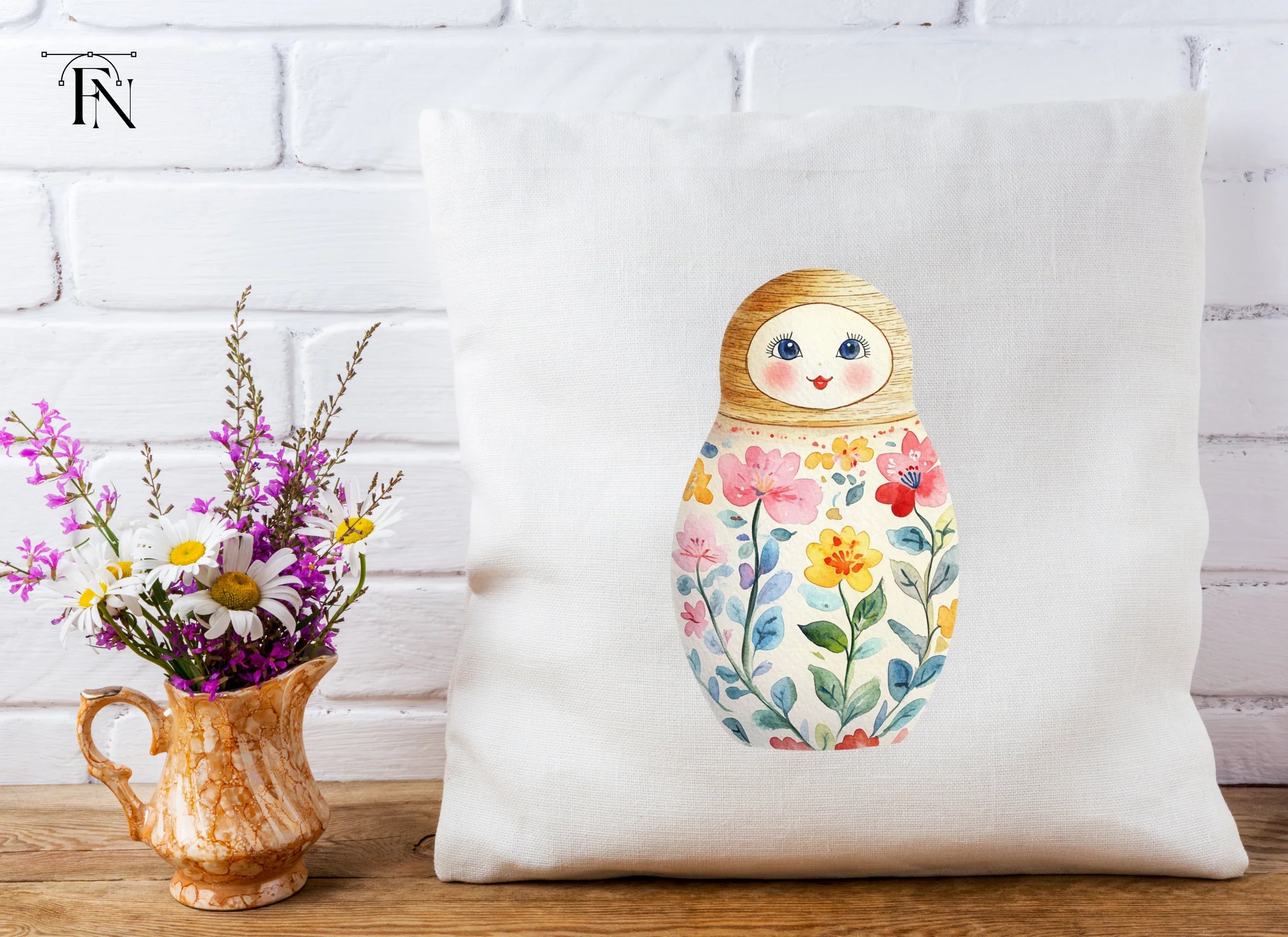 Floral Russian Nesting Dolls Clipart Bundle