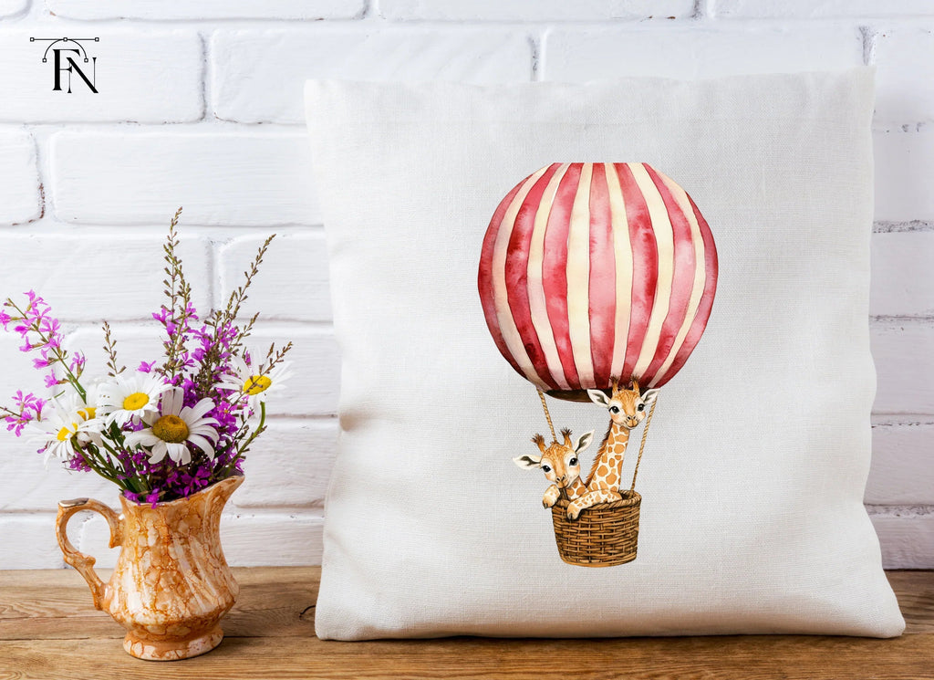 Giraffes in Hot Air Balloons Clipart Bundle