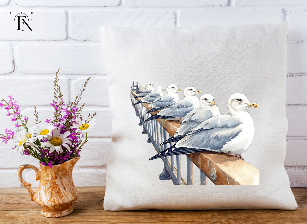 Flock of Seagulls on Railing Clipart Bundle