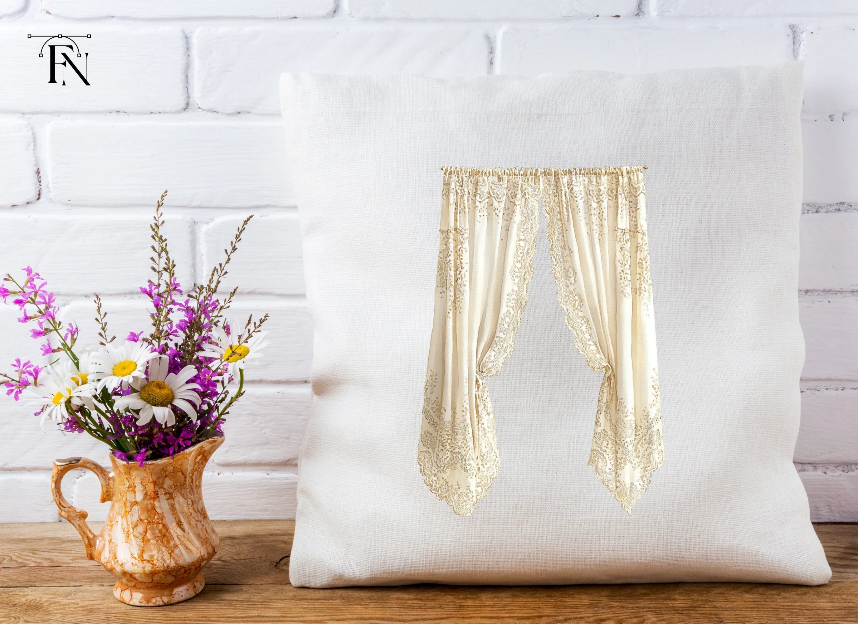 Elegant Lace Curtains Clipart Bundle