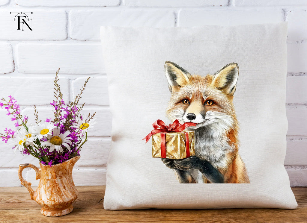 Festive Fox with Christmas Gift Clipart Bundle
