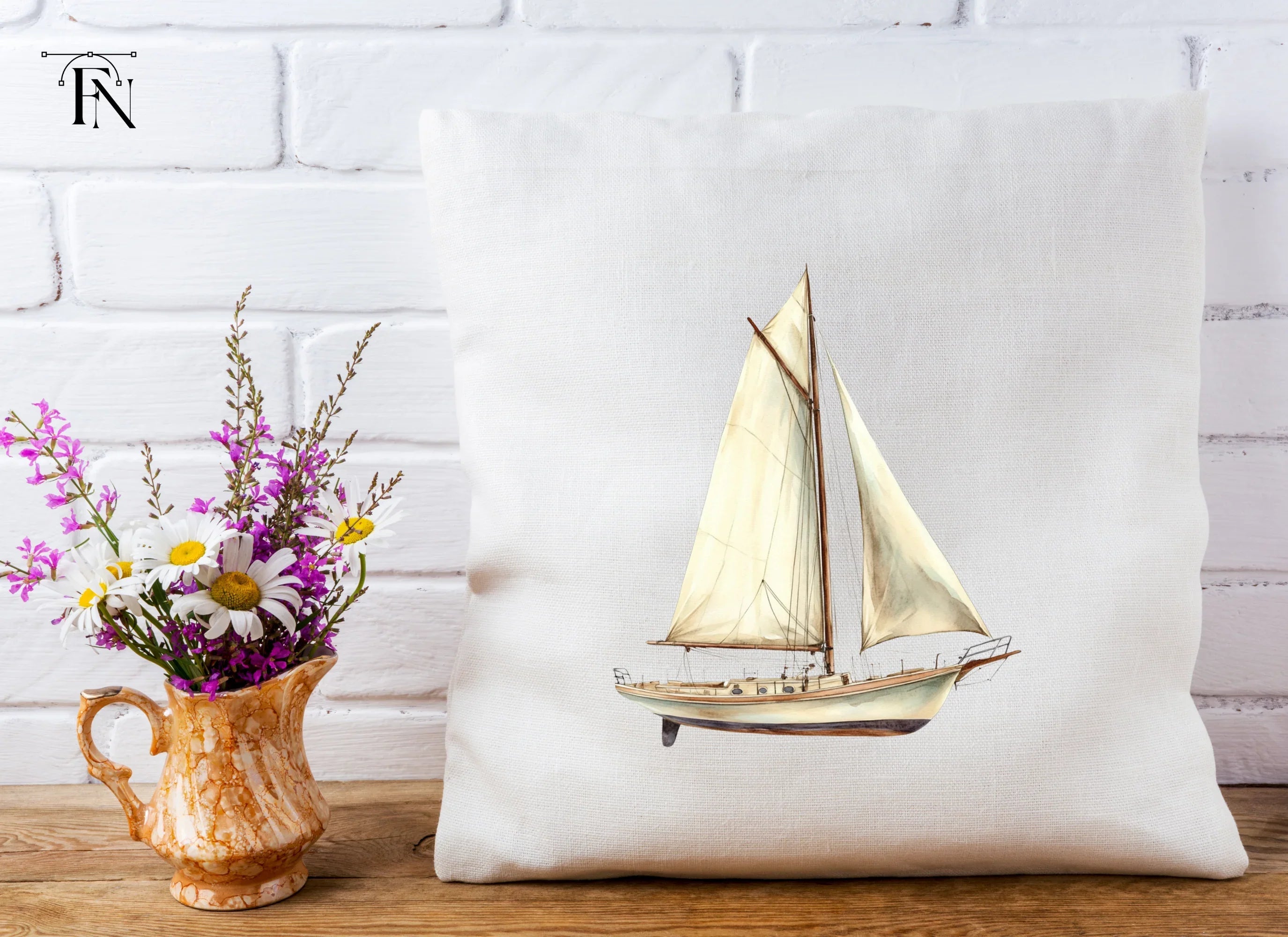 Rustic Sailboat Illustrations Clipart Bundle