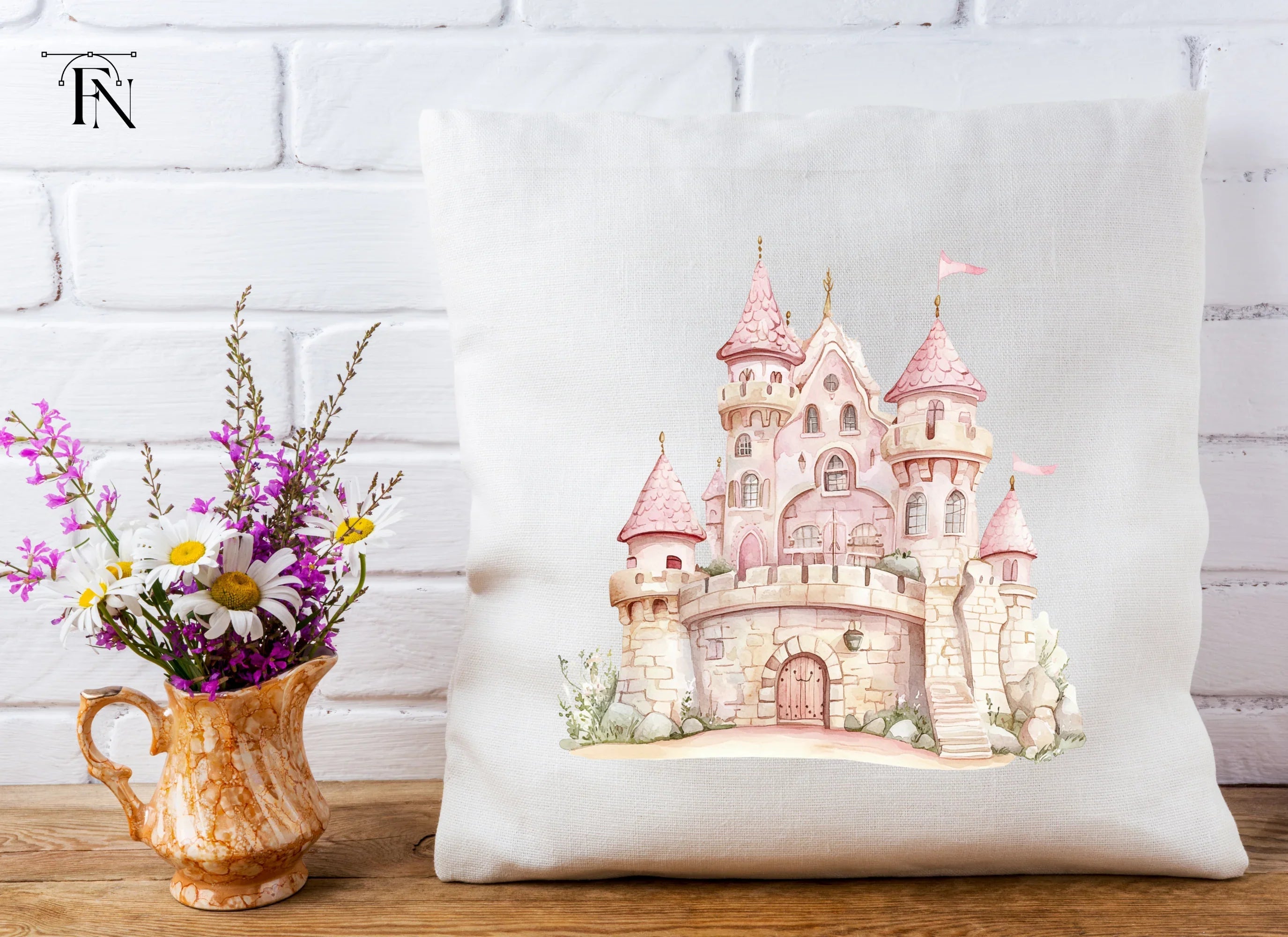 Pink Princess Castle Clipart Bundle