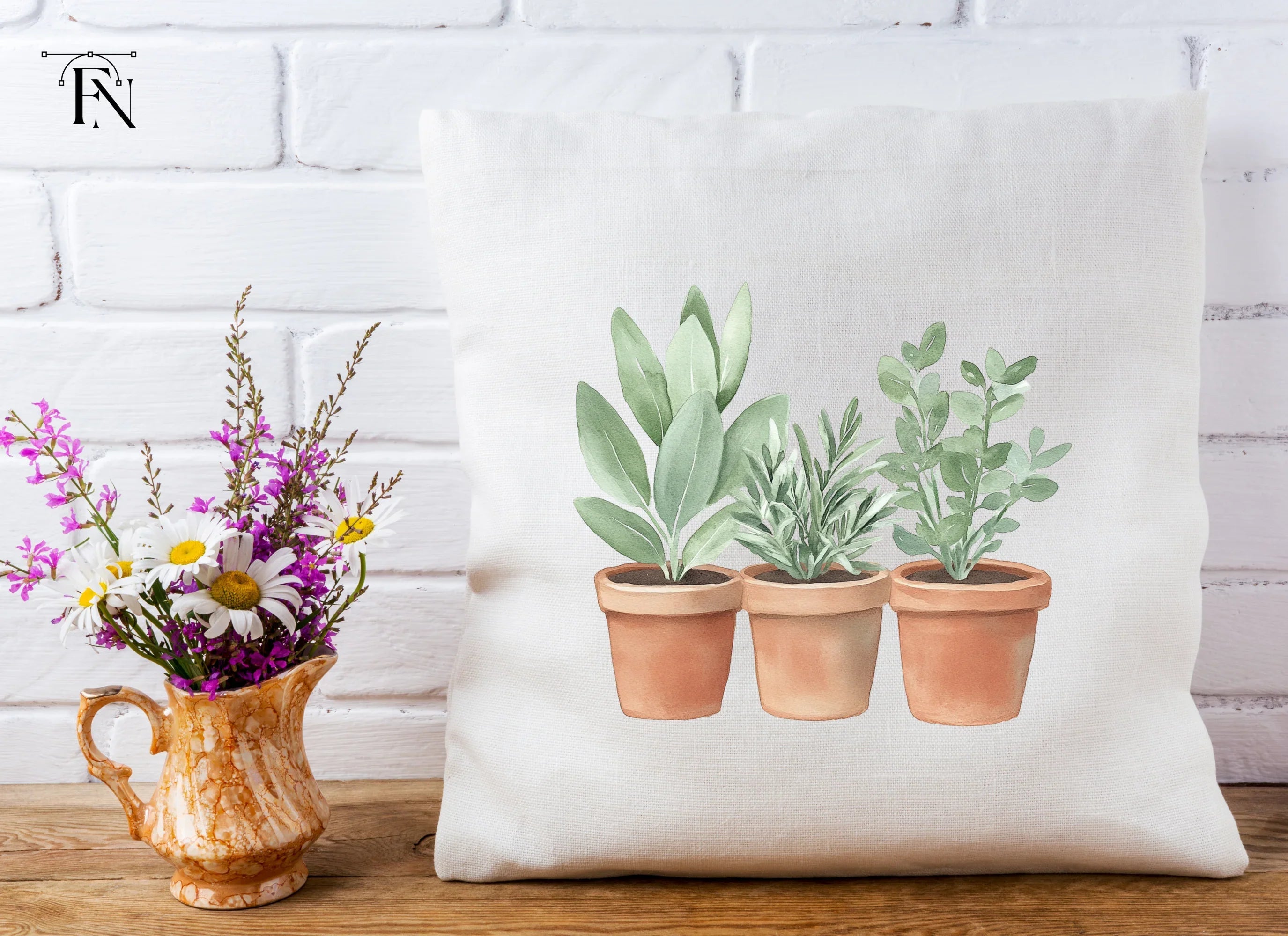 Herb Plants in Terracotta Pots Clipart Bundle