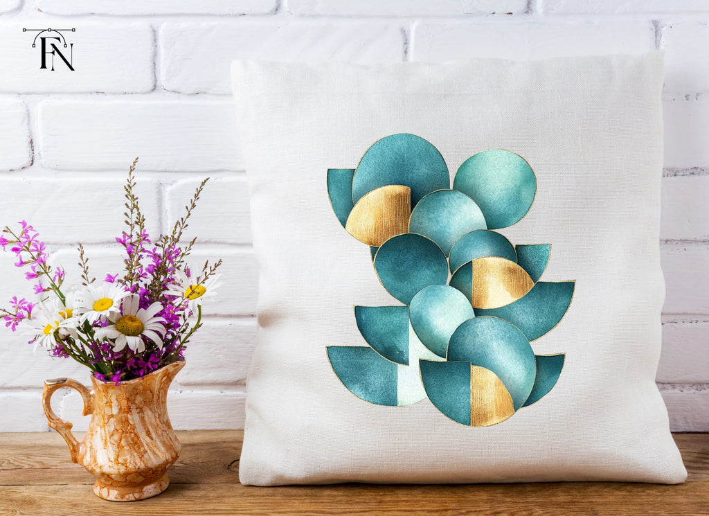 Geometric Teal Gold Abstract Clipart Bundle