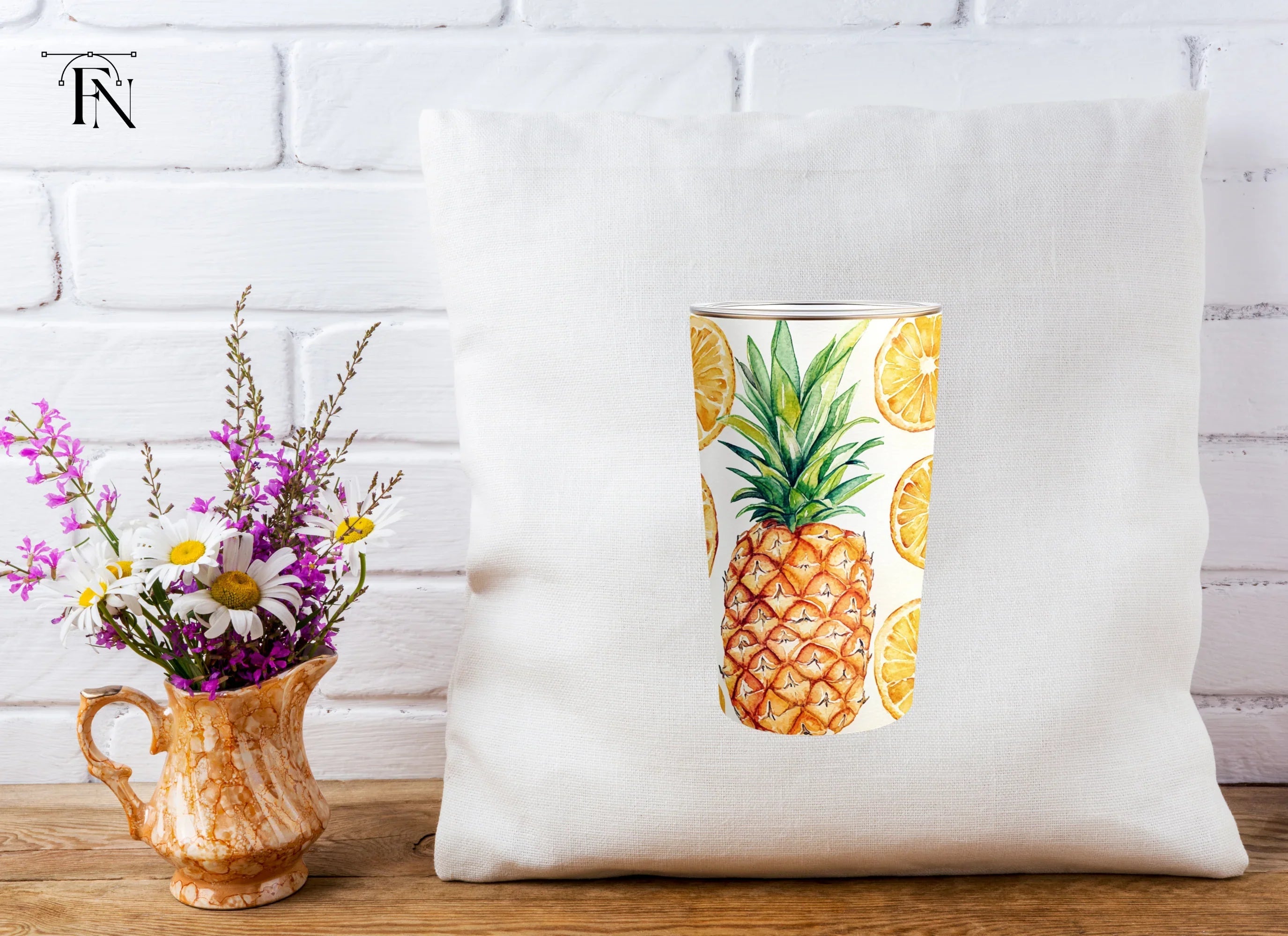 Pineapple and Orange Slices Tumbler Clipart Bundle