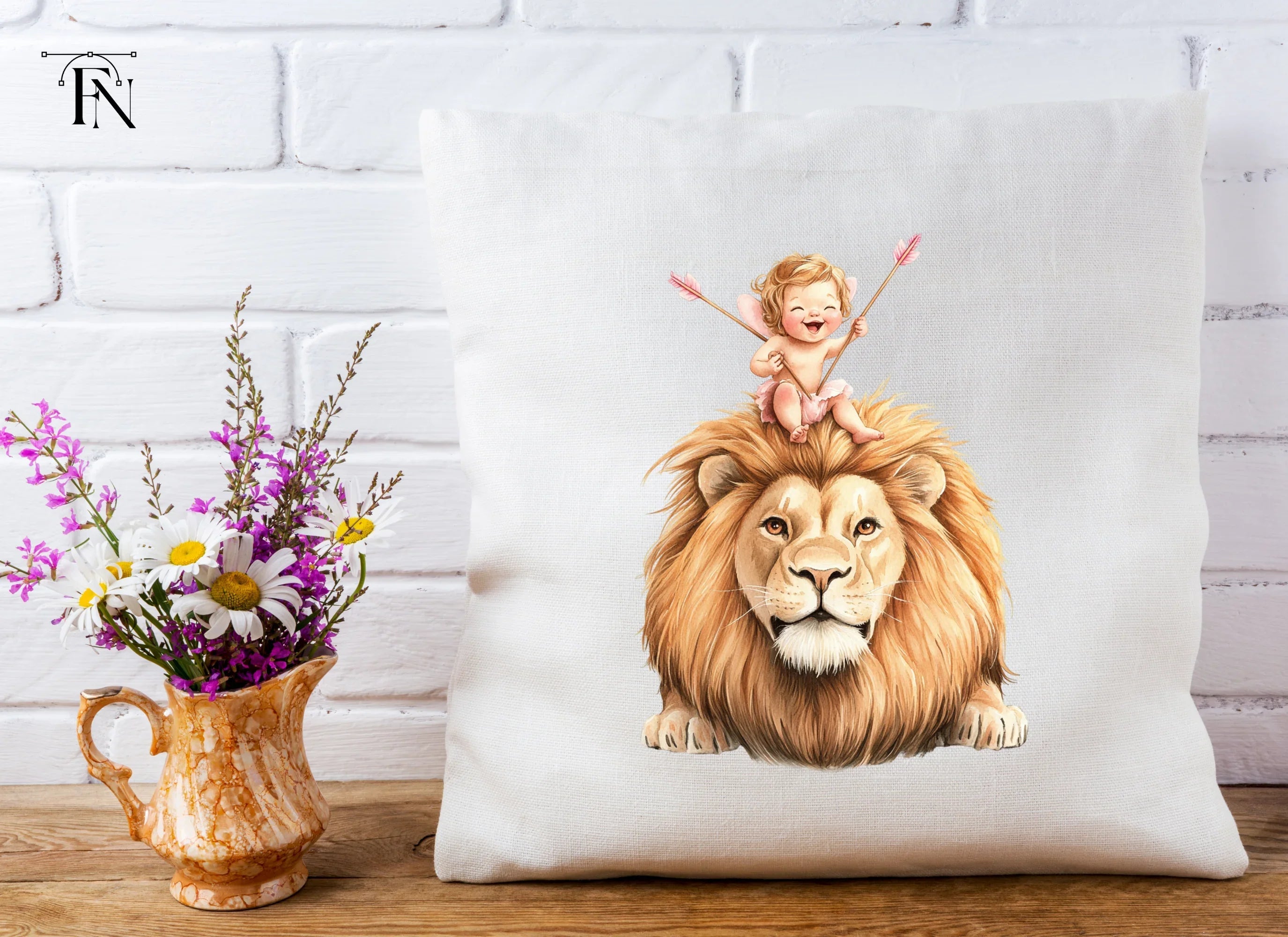 Cute Cupid Riding Lion Clipart Bundle
